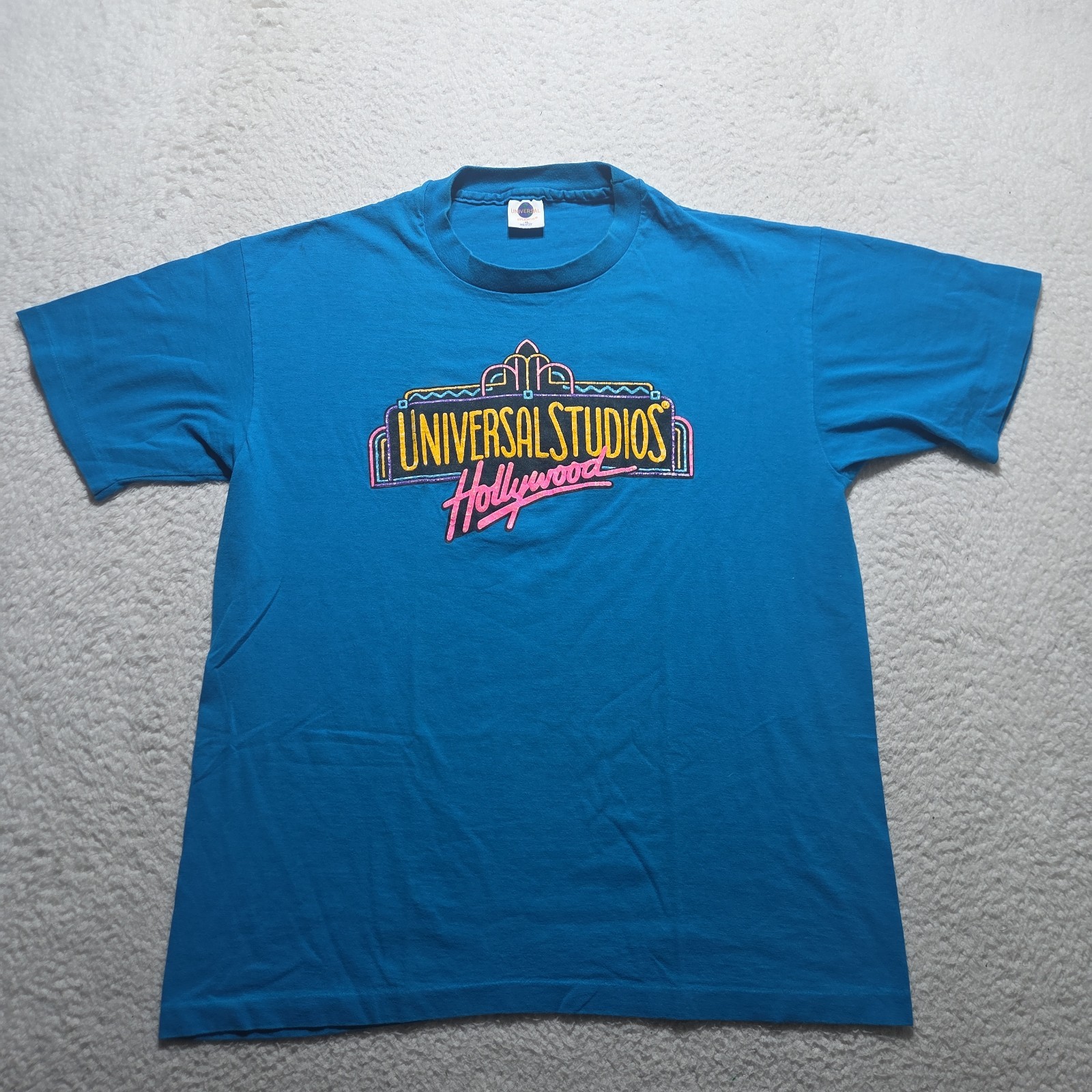 Vintage 90s Universal Studios Hollywood Shirt XL Made in USA Blue Movie Promo