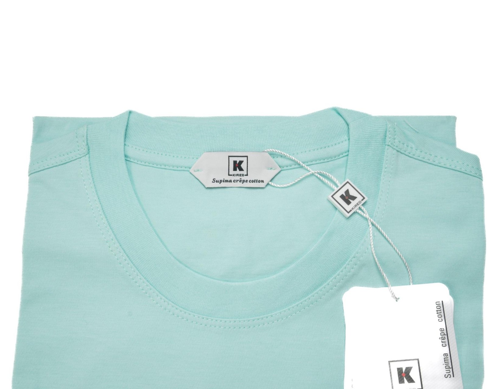 Kired by Kiton Turquoise Supima Crepe Cotton Short Sleeve Slim T-Shirt M (50 IT)