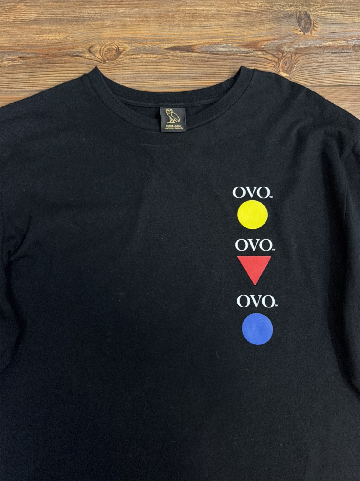 OVO Octobers Very Own Shapes Logo Long Sleeve Shirt Black Size XL Drizzy
