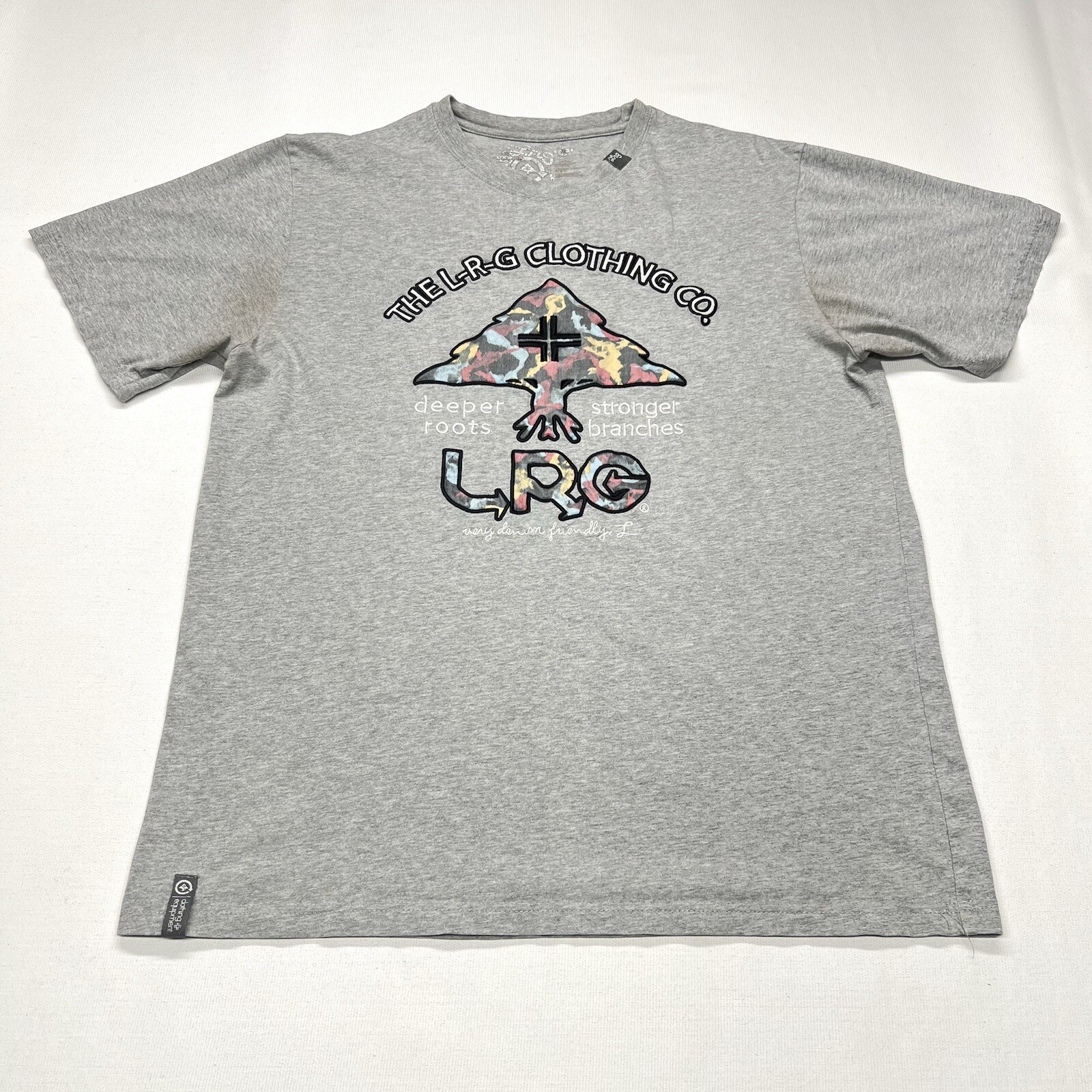 VTG LRG Tee Shirt Mens XL Grey Lifted Research Group Logo Embroidered Skate Y2K
