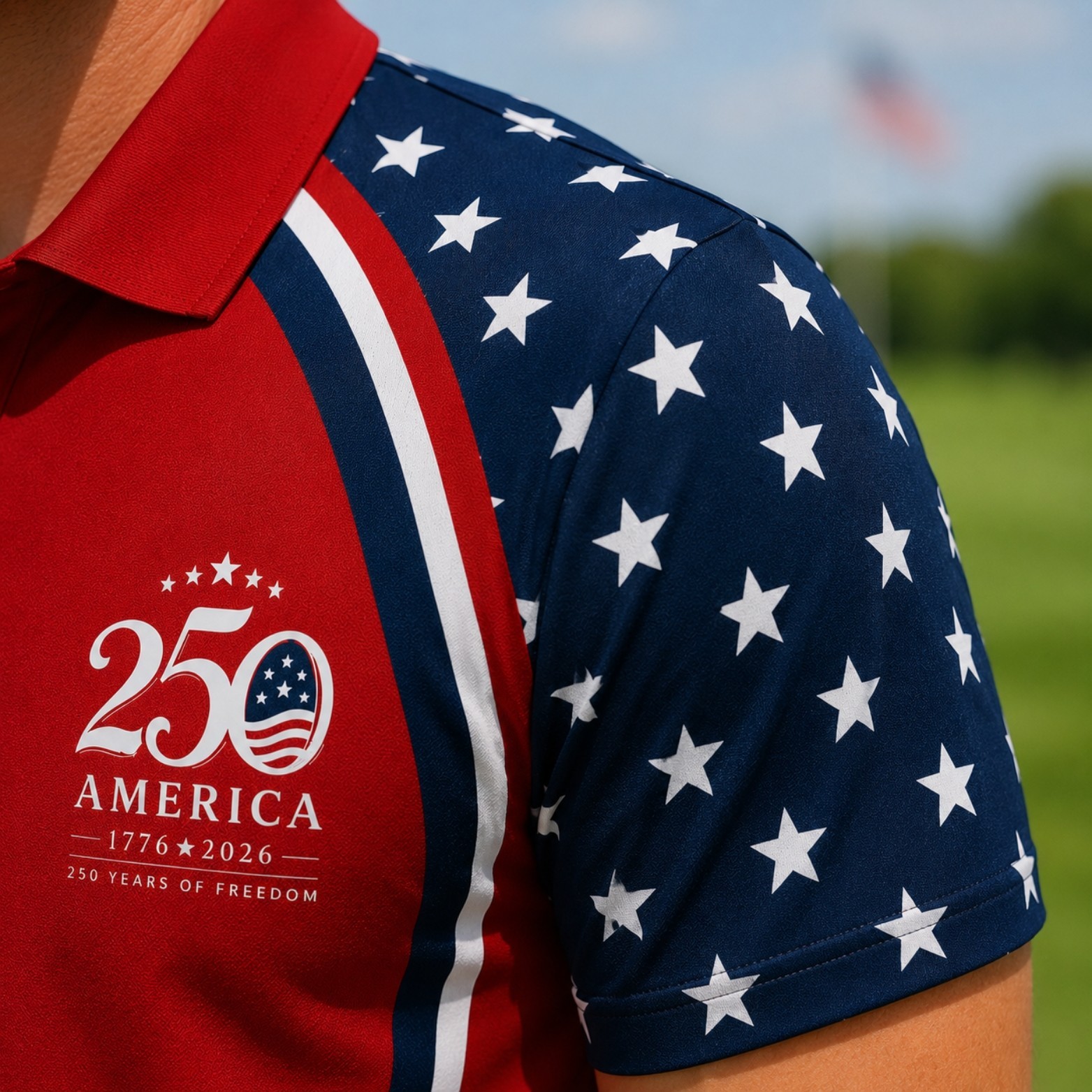 USA 250th Anniversary Golf Polo Shirt 1776-2026 American Flag Patriotic (S-5XL)