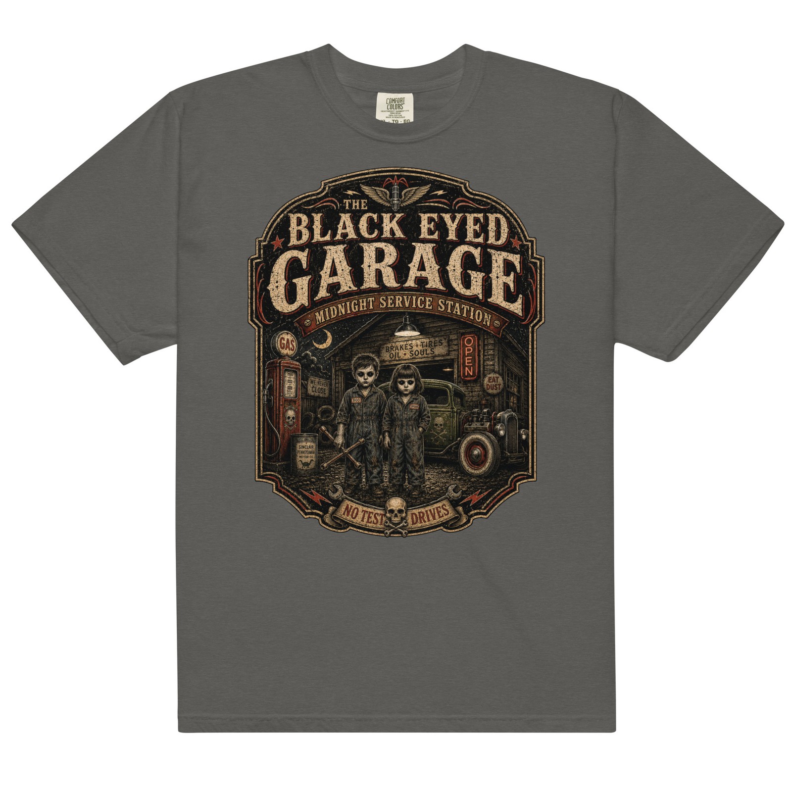 Black Eyed Kids Comfort T-Shirt CreepyPasta Urban Legend Haunted Garage Tee S-4X