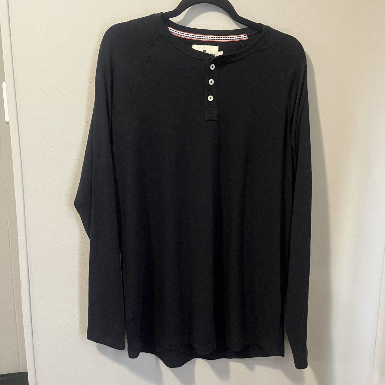 The Normal Brand Puremeso Two Button Henley Shirt Green Mens Size Large