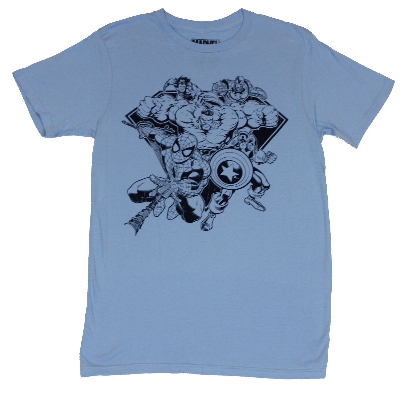 Marvel Comics Mens T-Shirt – Charging 90&rsquo;s Era Single Color sketch Image