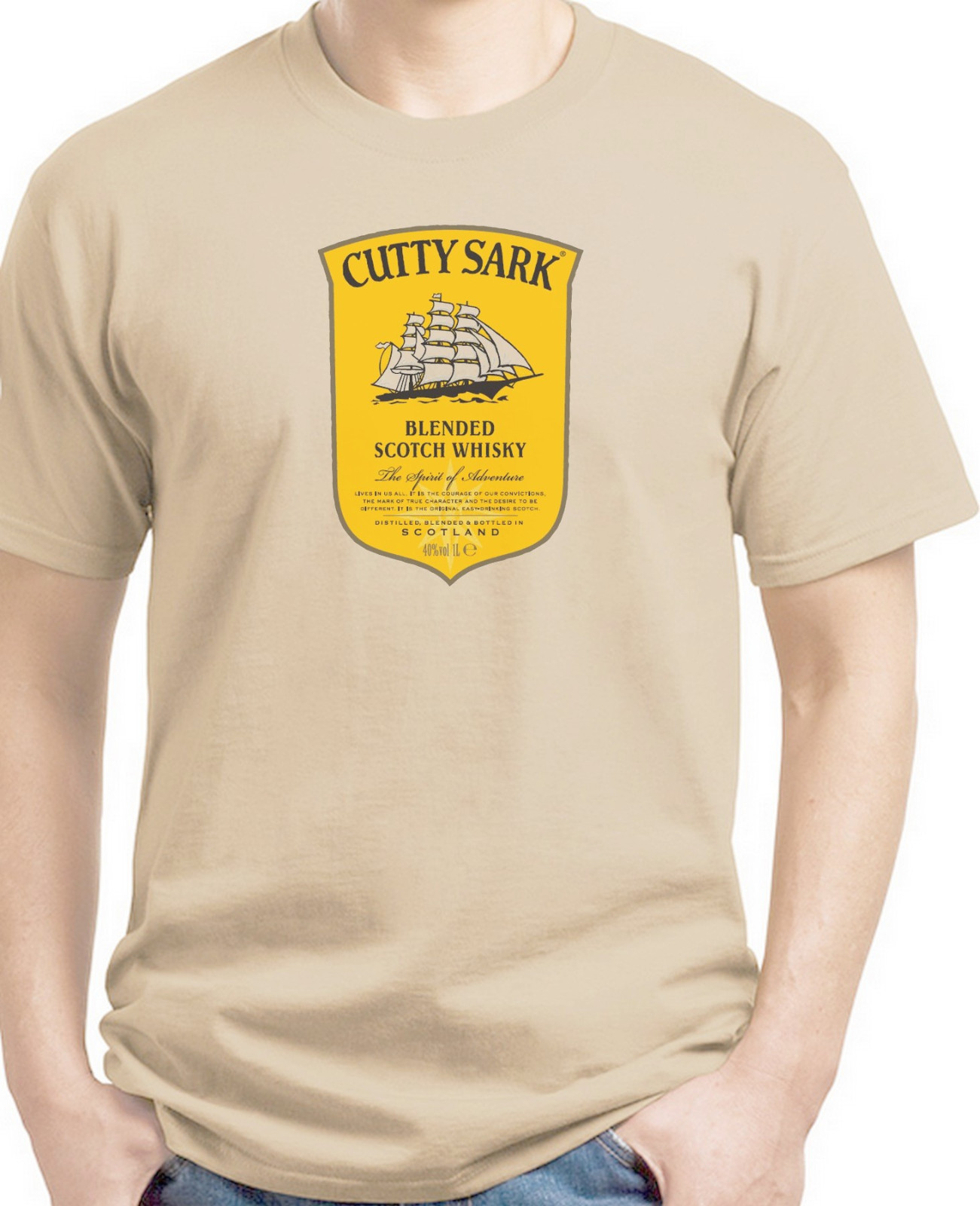 Cutty Sark Scotch Whisky T-shirt. White, Ash,Khaki,Yellow, Size: S -XXXL. Cotton