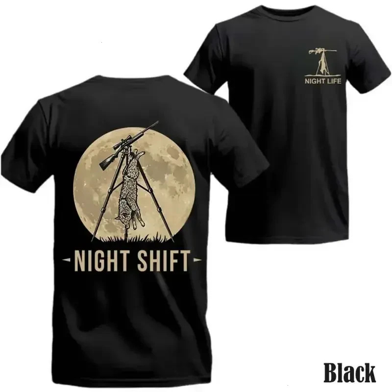 Men&rsquo;s Classic Round Neck Short-Sleeve Coyote Night Life Hunting T-Shirt