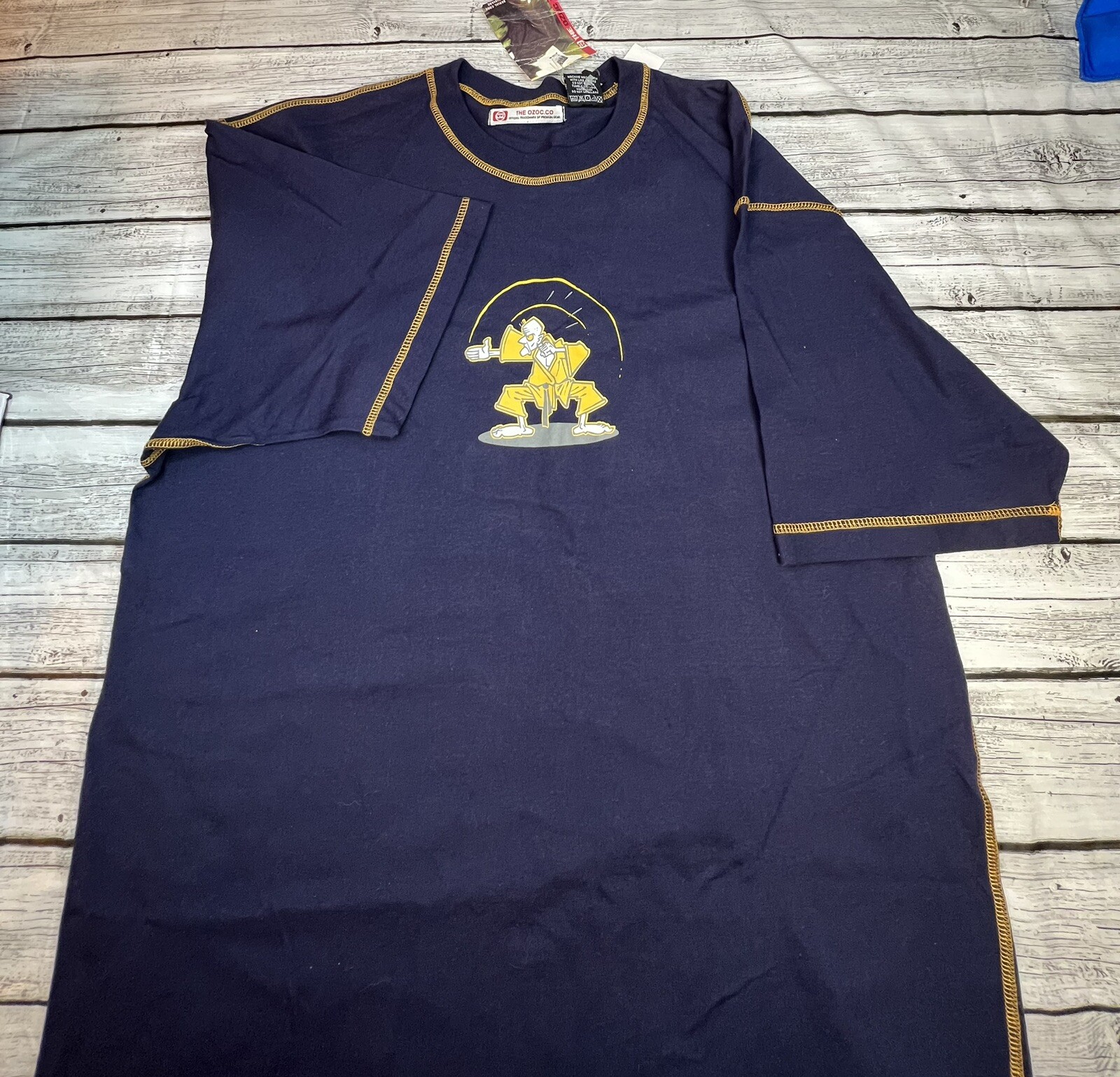 Large Ozoc Jean Co. T-shirt Crown Royal Blue Self Defense Reversible Very Rare