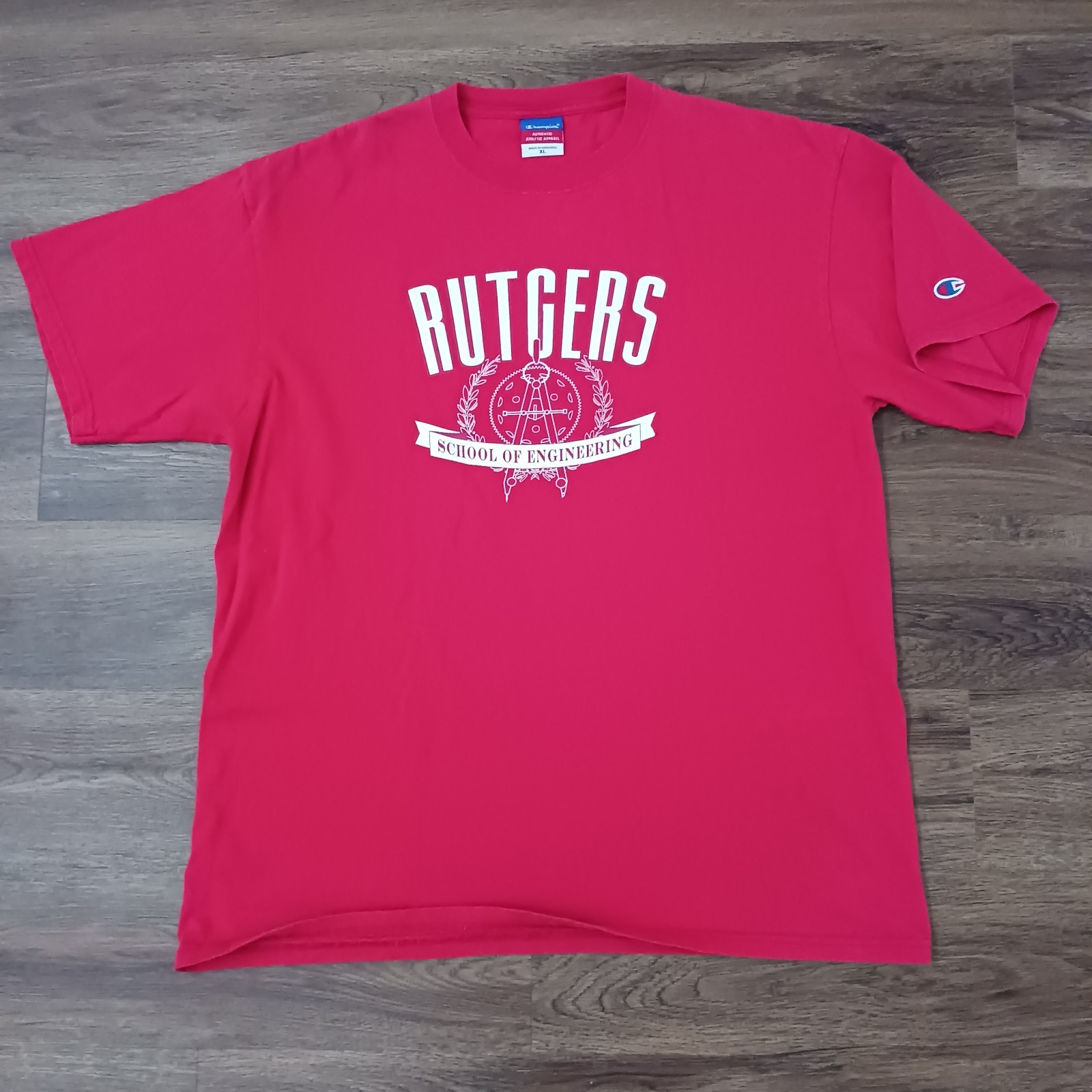 Rutgers Shirt Engineering XL University Champion T-Shirt Scarlet Cotton