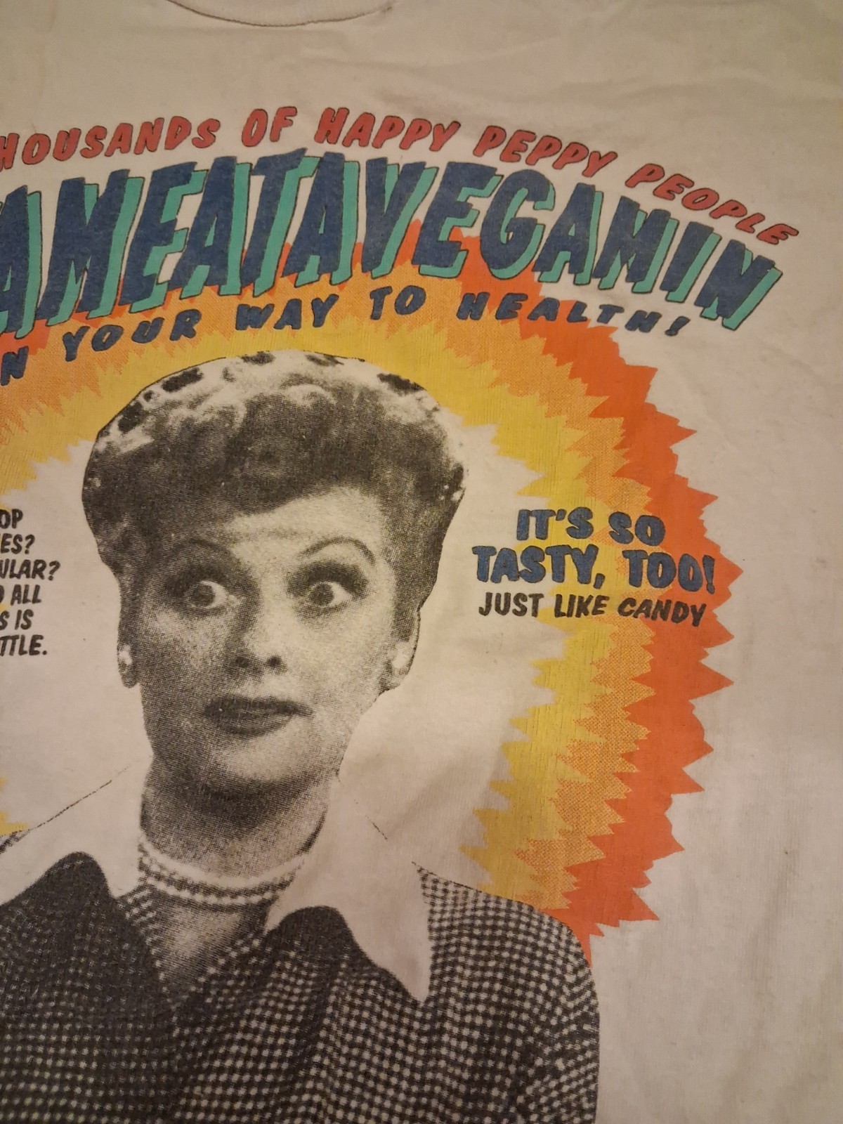 VTG I Love Lucy Vitameatavegamin 1992 CBS Promo T Shirt Sz M Single Stitch RARE*