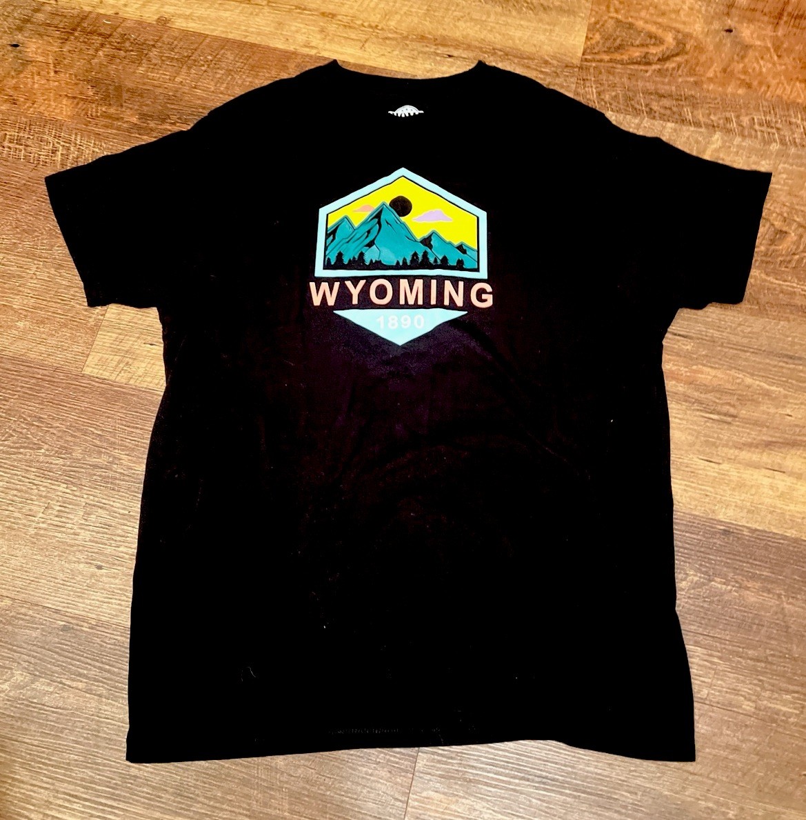 Home Free Brand Mens XL Black Travel Wyoming Graphic T-Shirt