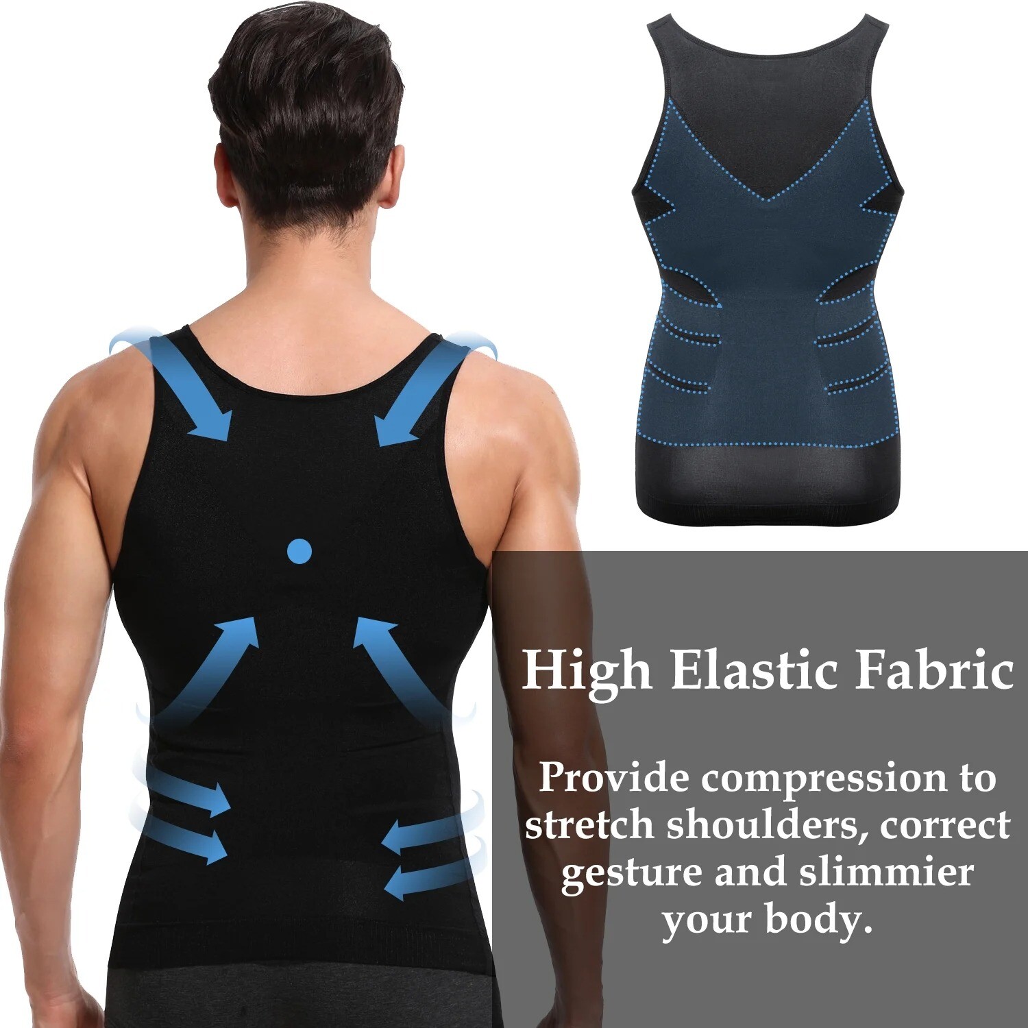 3 Pack Men&rsquo;s Compression Shirt Slimming Body Shaper Vest Tummy Control Shapewear