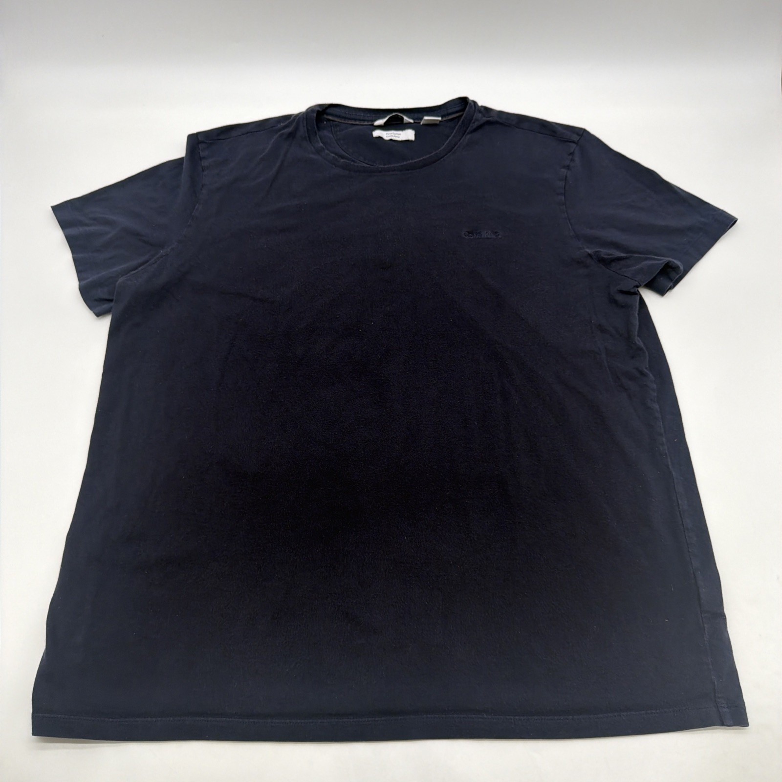 Calvin Klein Pima Cotton T-shirt Men XL Black Logo Embroidered.#46634
