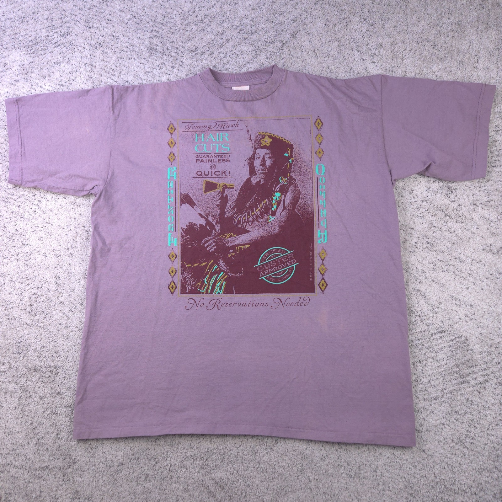 Tommy Hawk Shirt Mens XXL Hair Cuts Made In USA Short Sleeve Native American