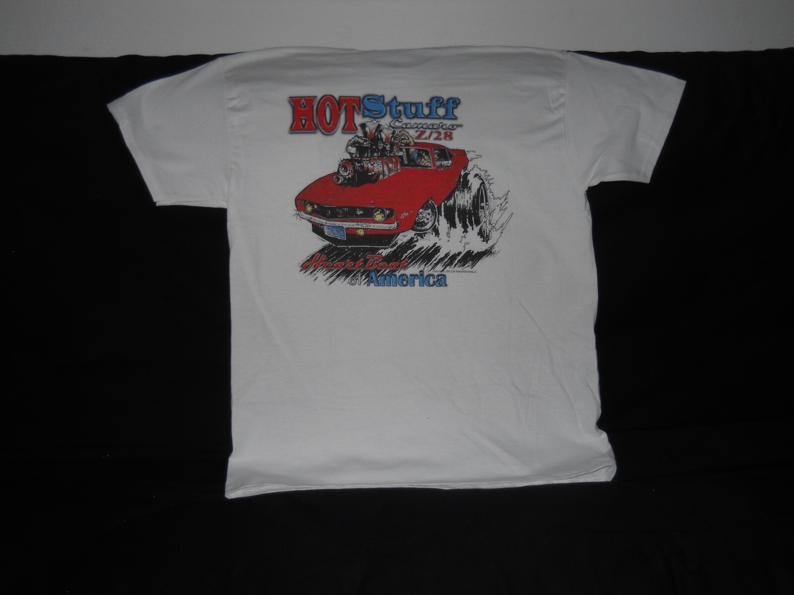 NEW « HOT STUFF » CAMARO DESIGN : « DTG » PRINT On 100% COTTON WHITE T-SHIRT 2XX