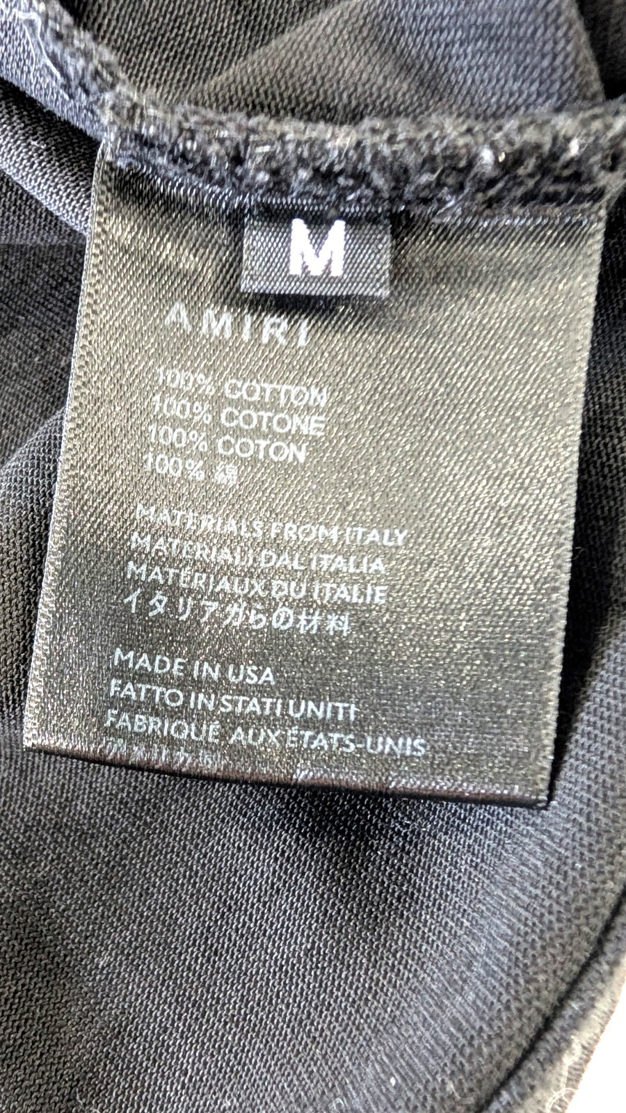 AMIRI Mens MA Quad Crystal T-Shirt Faded Black Size M Distressed Logo Tee Luxury