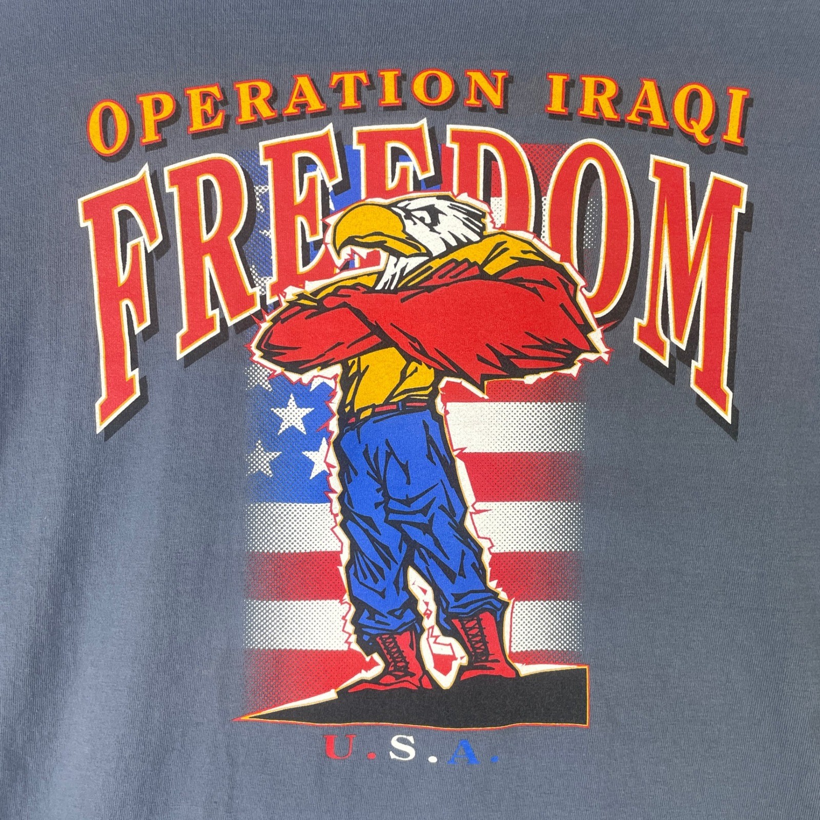 Gear For Sports Mens Operation Iraqi Freedom Eagle Ringer T-Shirt Blue Large