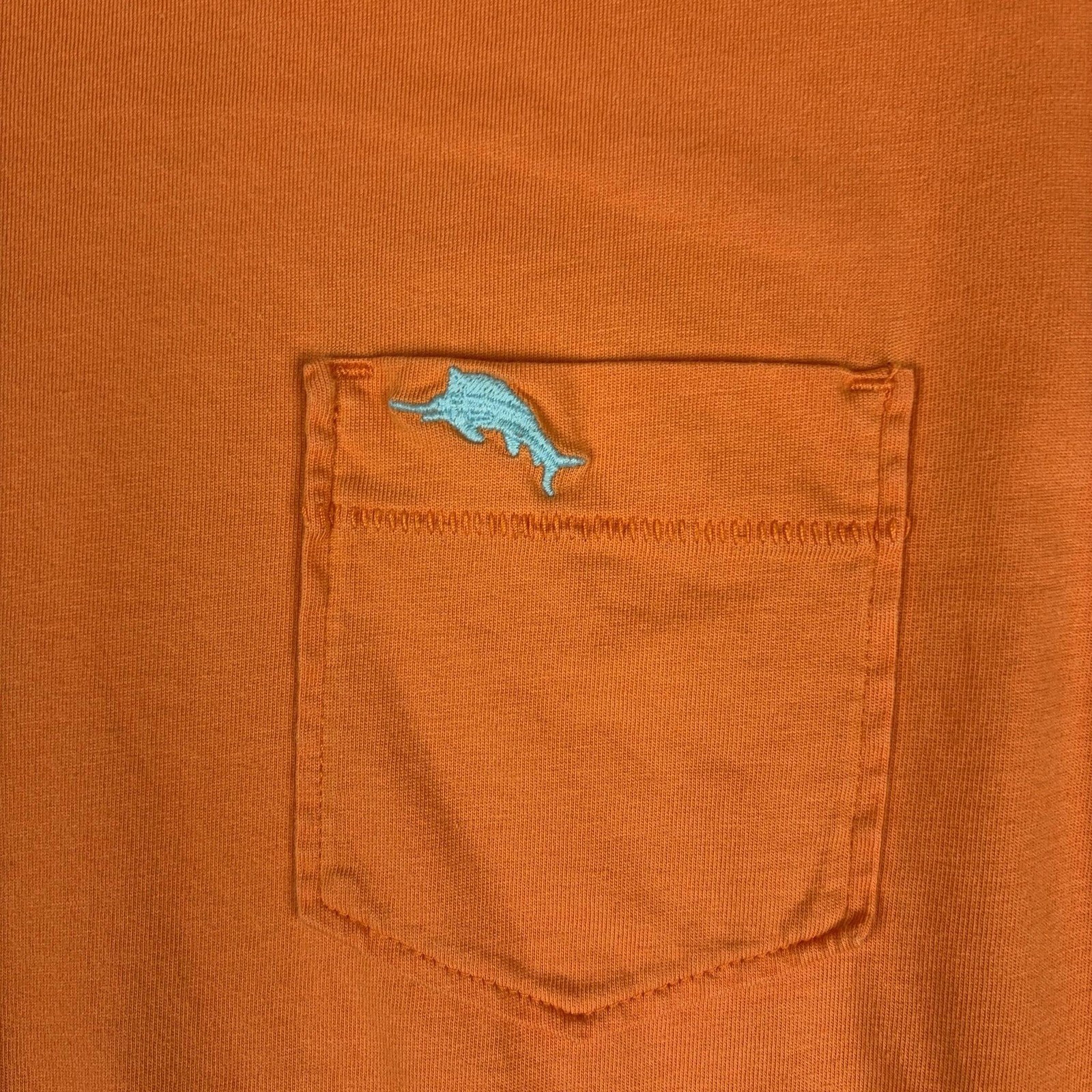 Tommy Bahama Shirt Mens M Orange Pima Cotton Pocket Tagless Logo Jersey Crewneck