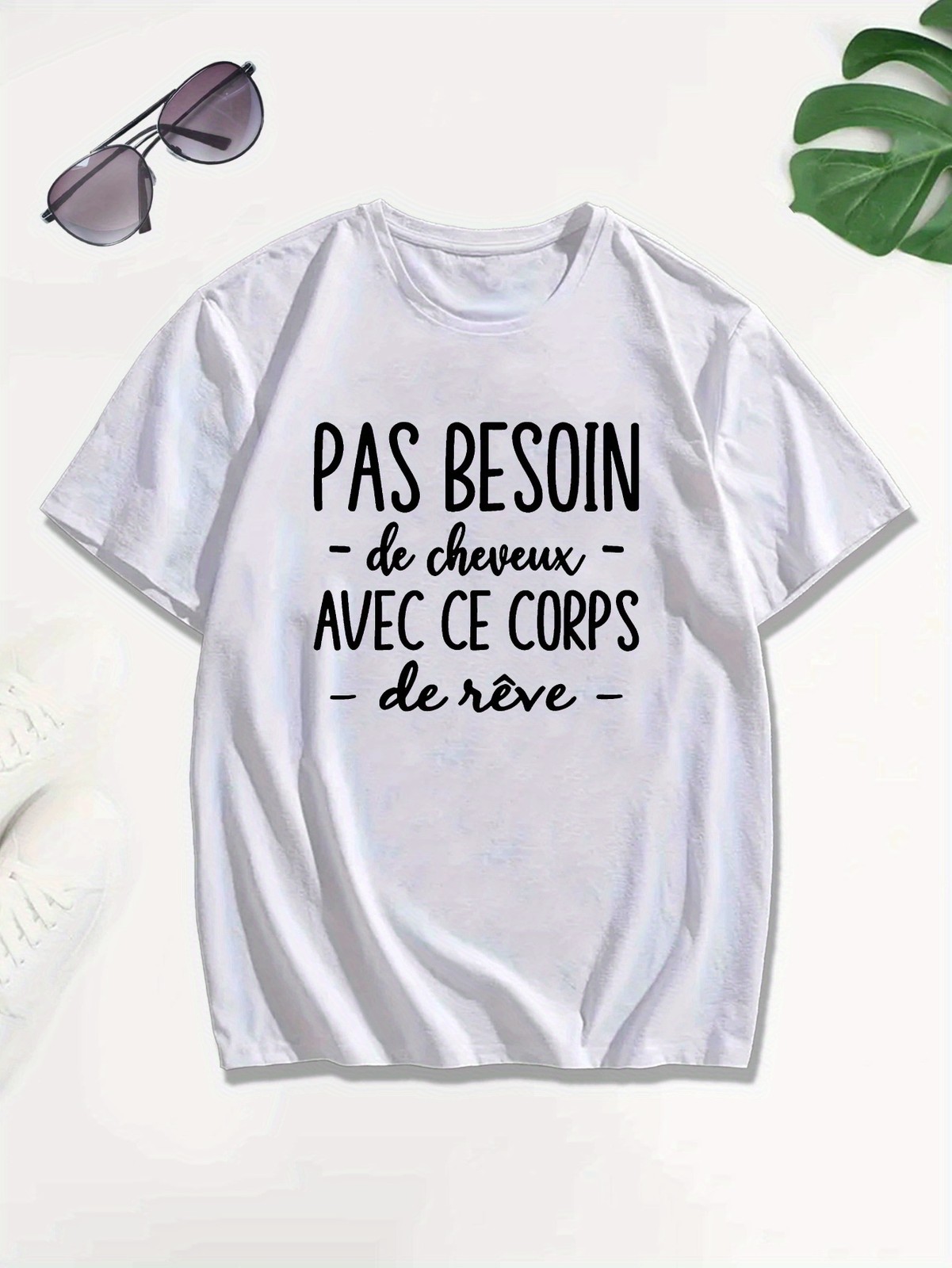 1pc Men&rsquo;S Casual French Quote T-Shirt Summer Top Geometric Pattern Round Neck ♮