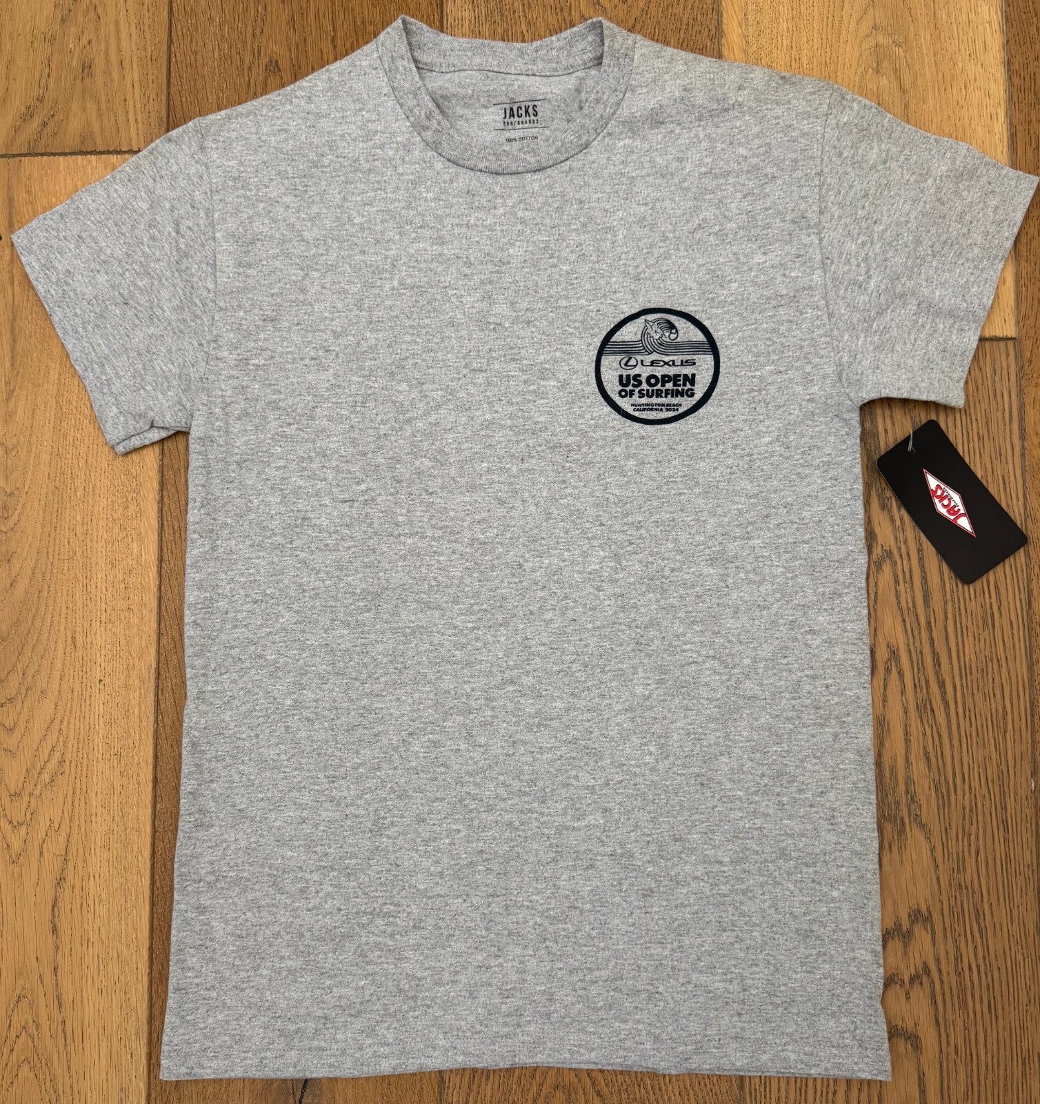 US OPEN OF SURFING 2024 HUNTINGTON BEACH Men&rsquo;s Small Gray 100% Cotton Shirt New