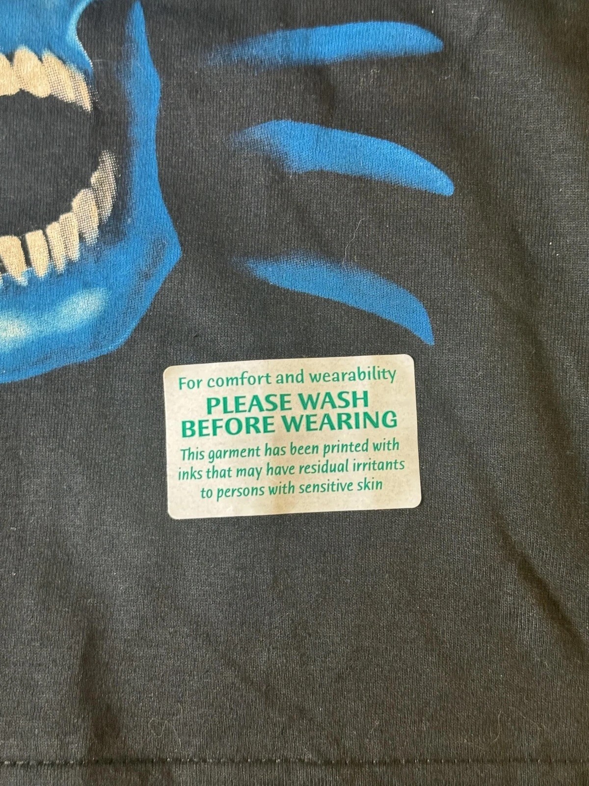 Vintage Liquid Blue Shirt Mens 3XL Black Glow In Dark Blue Skulls Graphic Tee