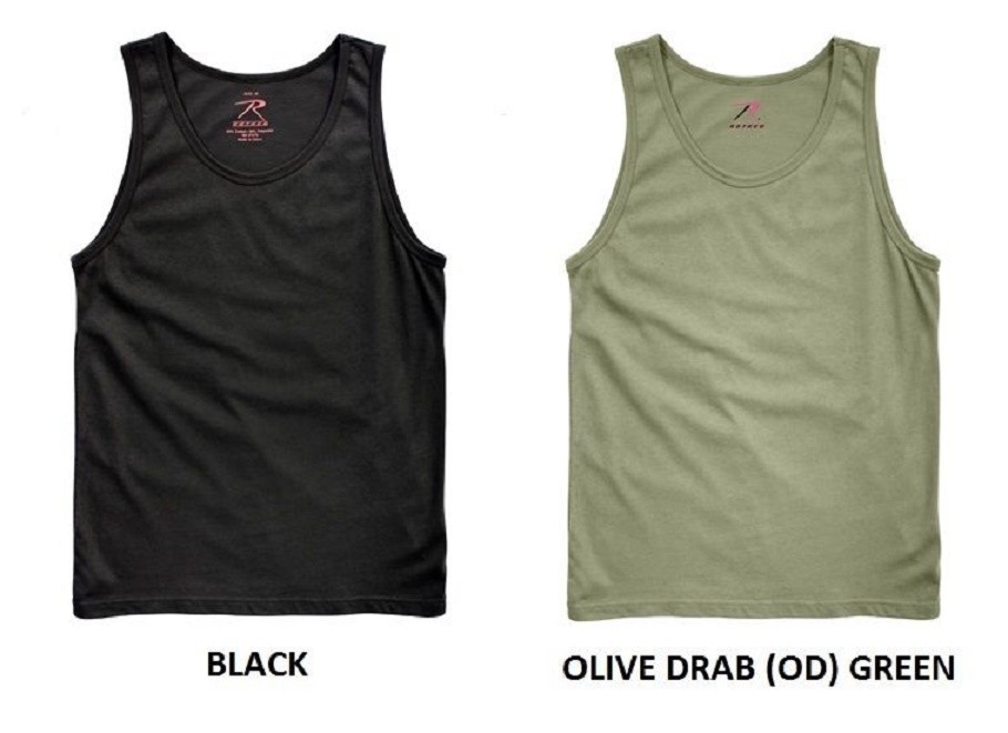 Solid Tank Top Work Out Army Navy PT Gym t-shirt Black Green Military Vet S-3X