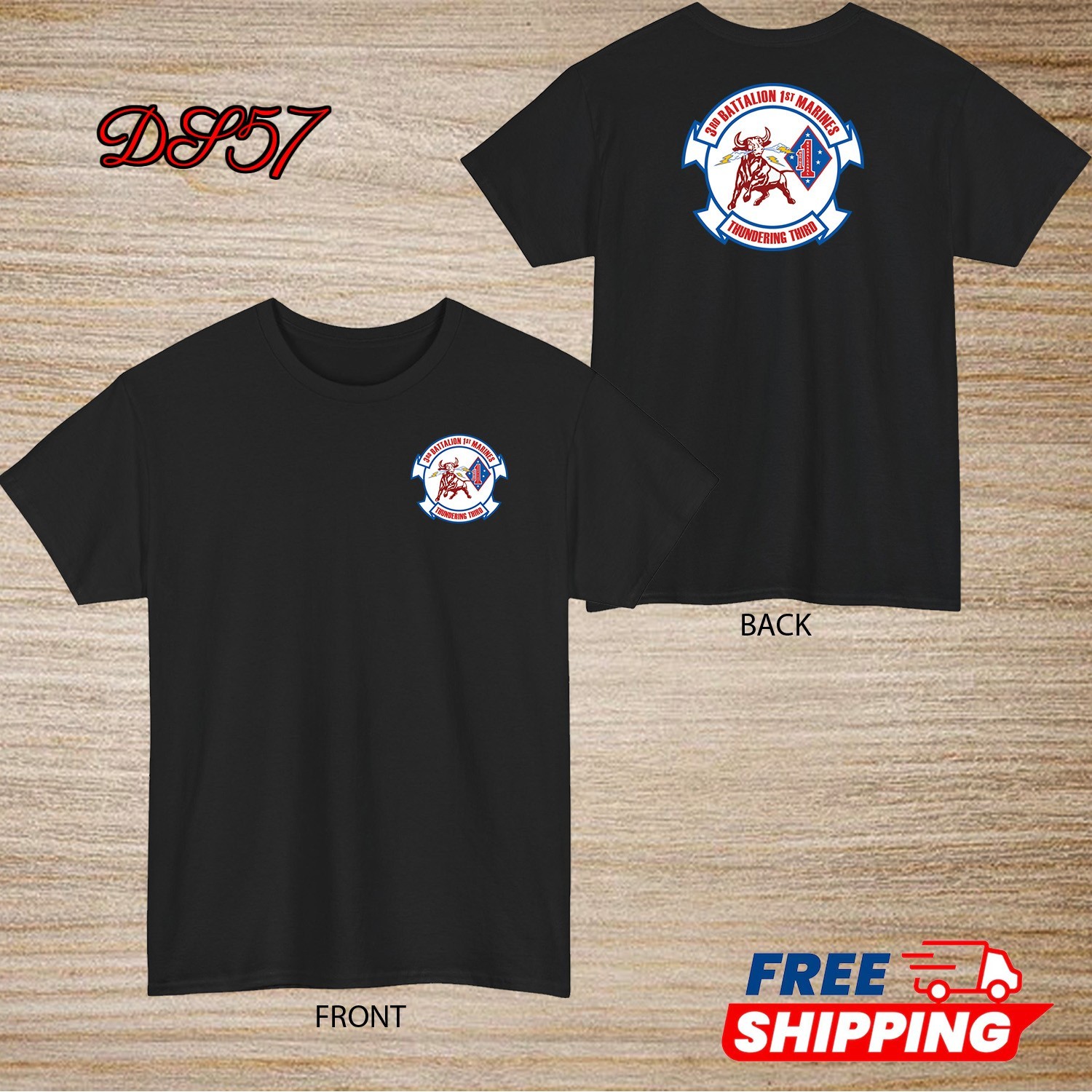 3rd Battalion 1st Marine Regiment USMC T-Shirt Logo S to 5XL Made In USA