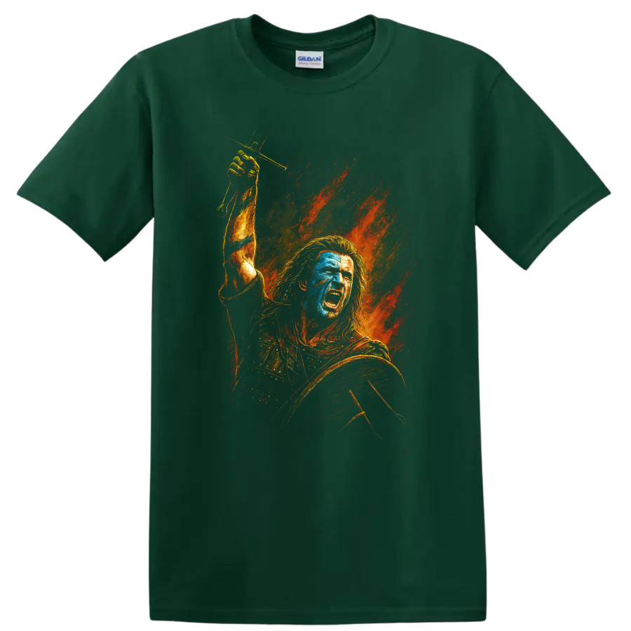 Braveheart T Shirt Warrior Battle Cry Sword Shield Tee Scottish Epic