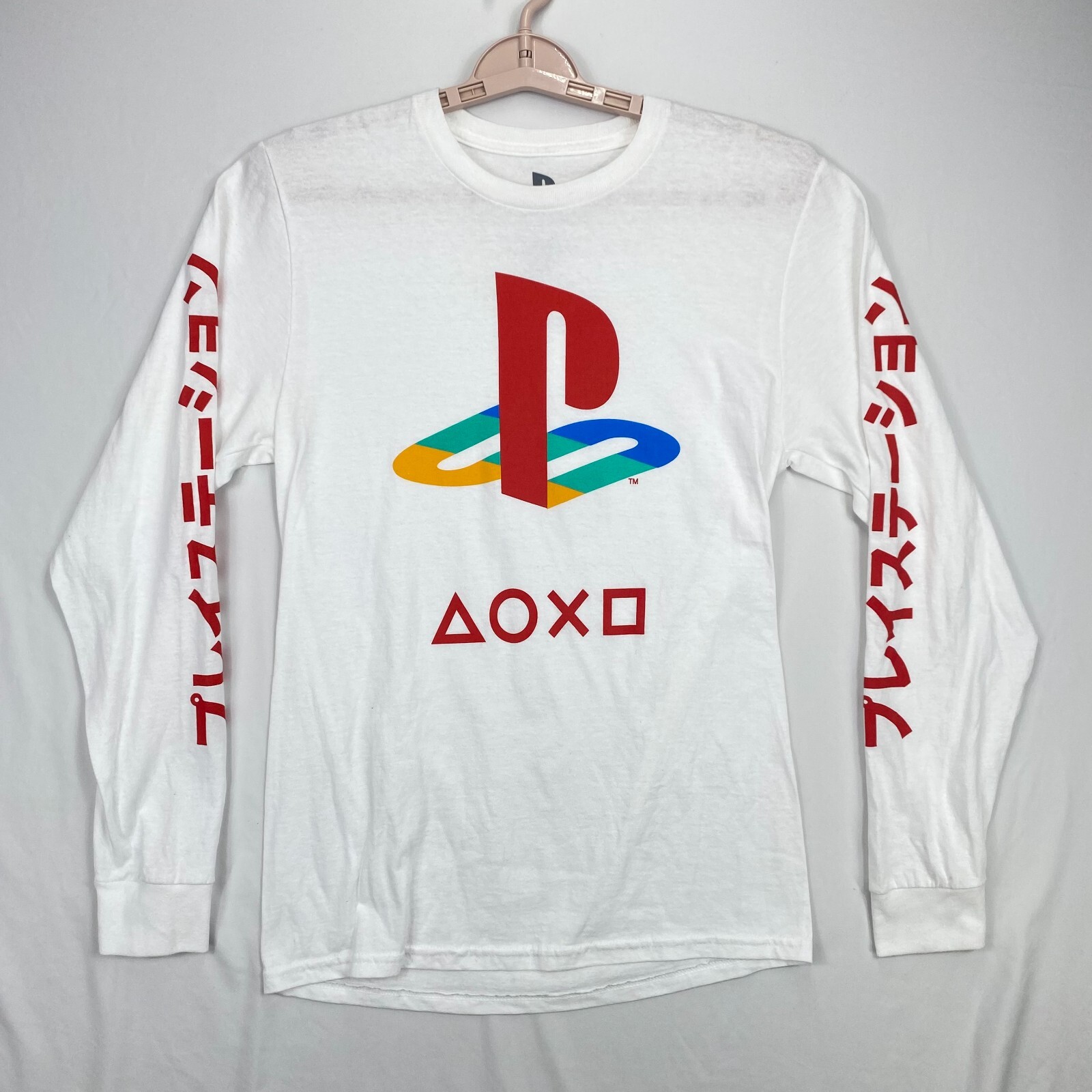 Playstation Shirt Men&rsquo;s Small White Long Sleeve Graphic Tee T-Shirt Gaming