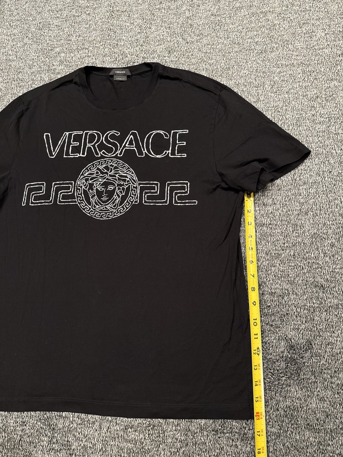 Versace Embroidered T Shirt Mitchel Black Crew Neck Short Sleeve Mens Size Large