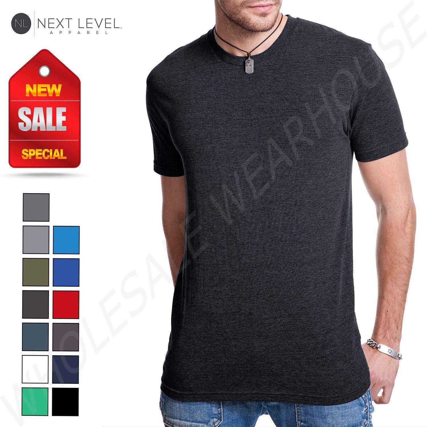 NEW Next Level Men&rsquo;s Premium Fit Triblend Crew T-Shirt M-6010