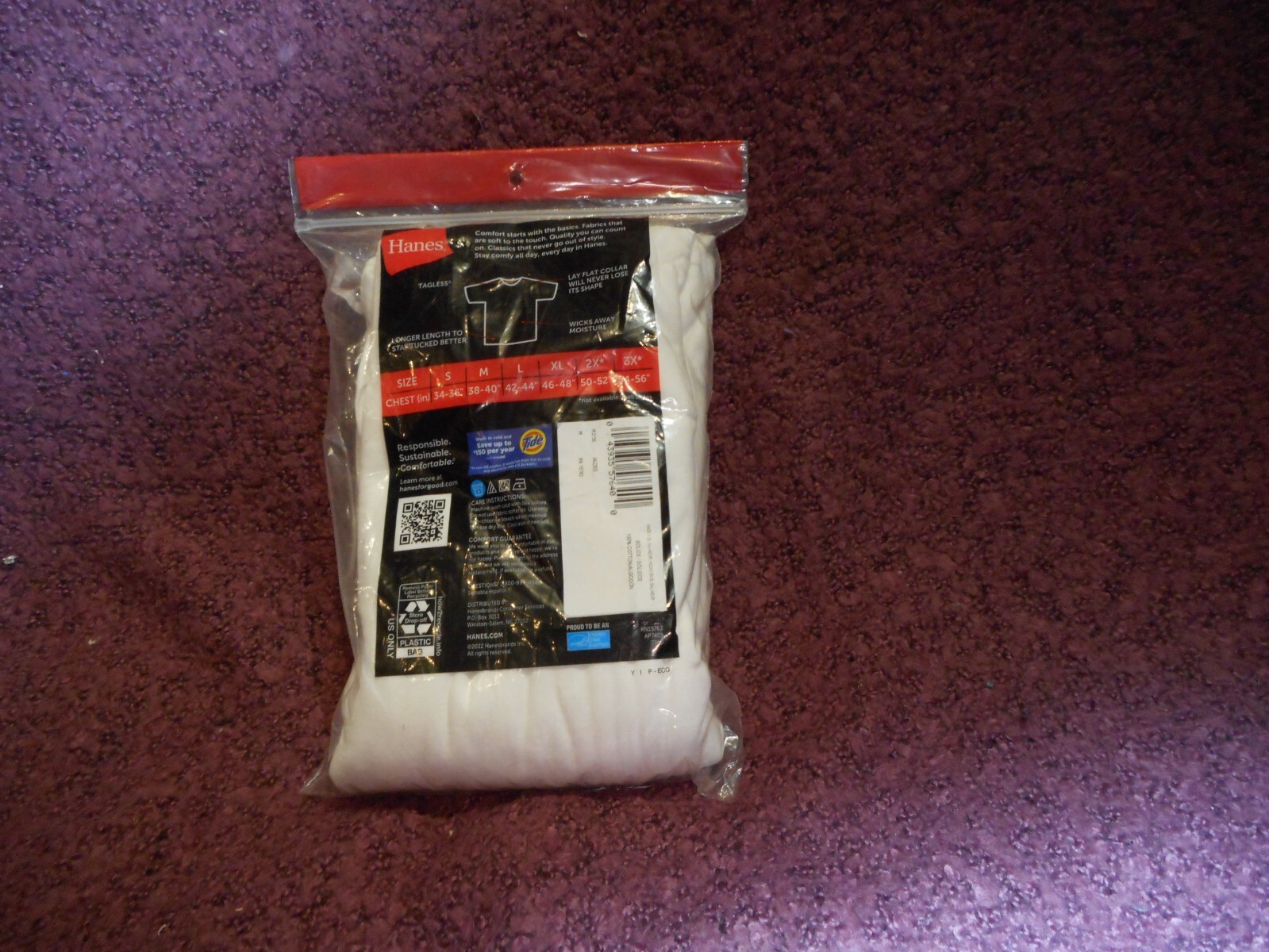Hanes Men&rsquo;s White 3 Tagless T Shirts S,M,L,XL
