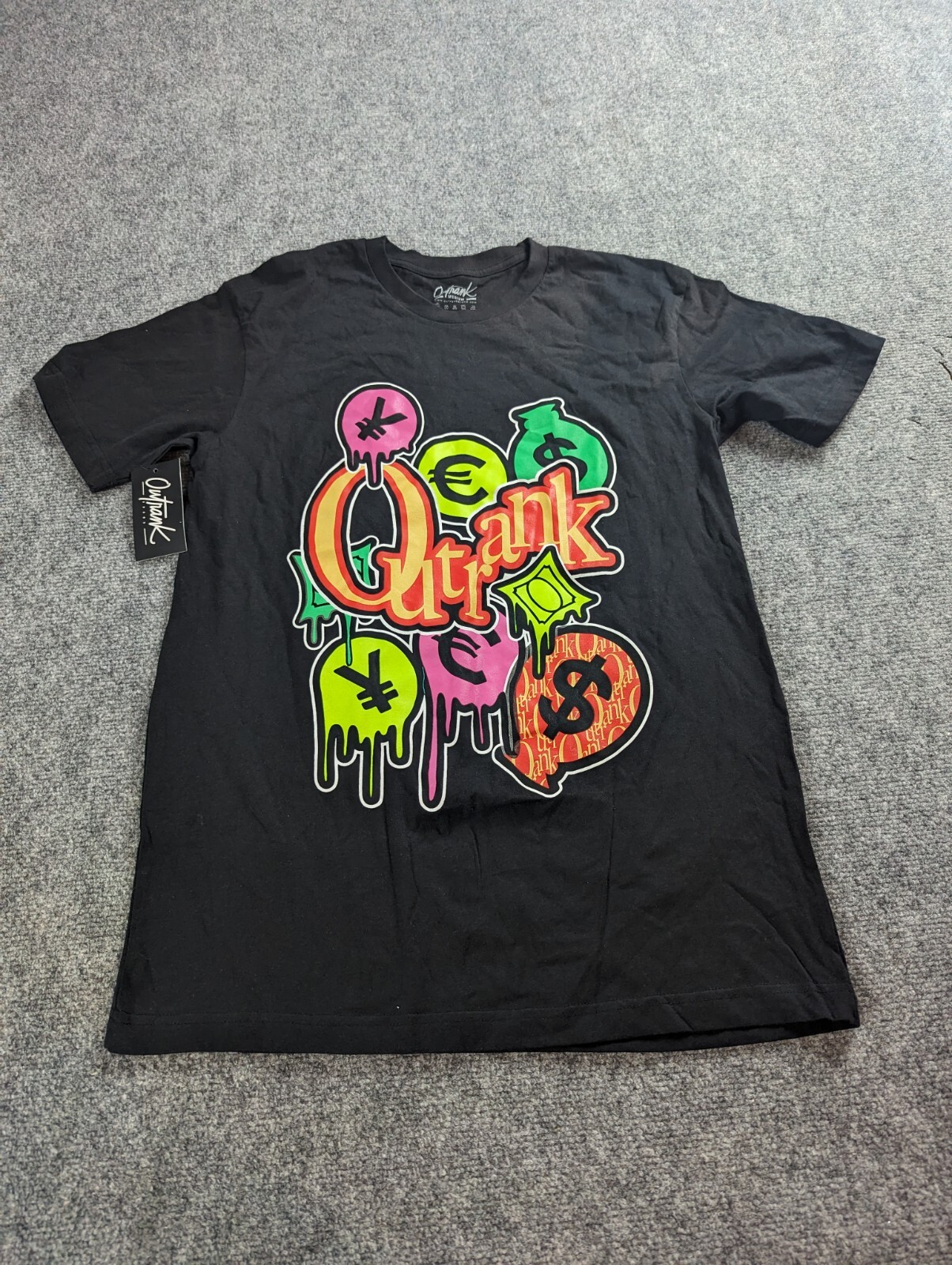 Outrank T-Shirt Men&rsquo;s M Black Graphic Print Money Bags NWT
