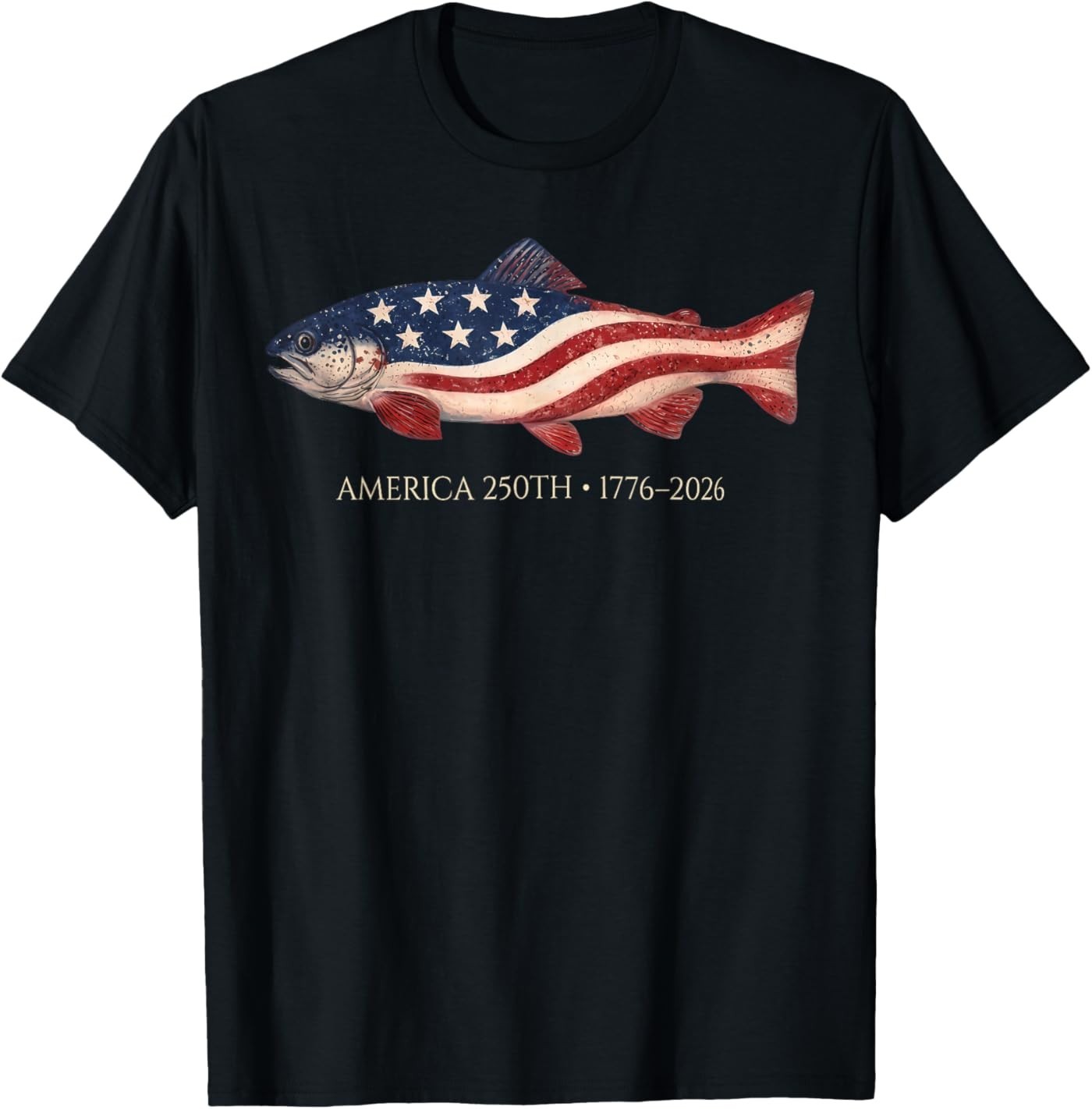 250 America Years 1776 2026 Fishing USA Flag 250th Birthday T-Shirt