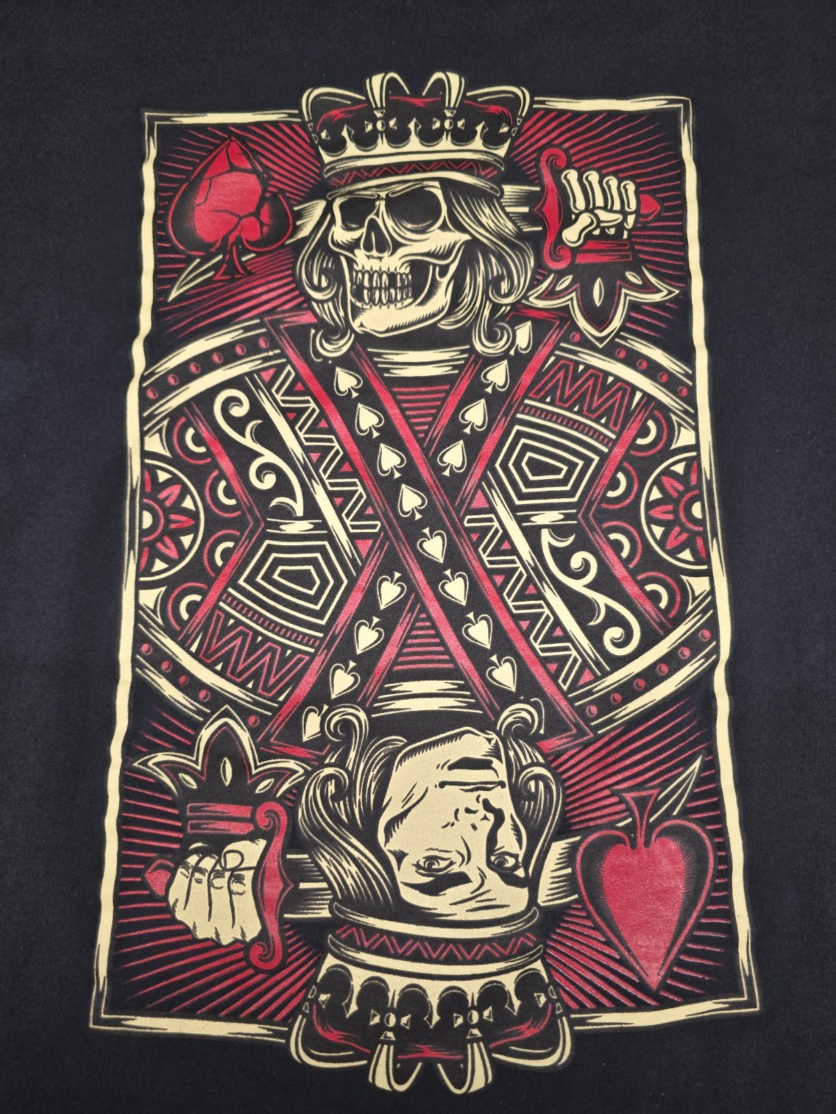 Skull Suicide King of Hearts Playing Card T-Shirt Size 3XL ODM Poker