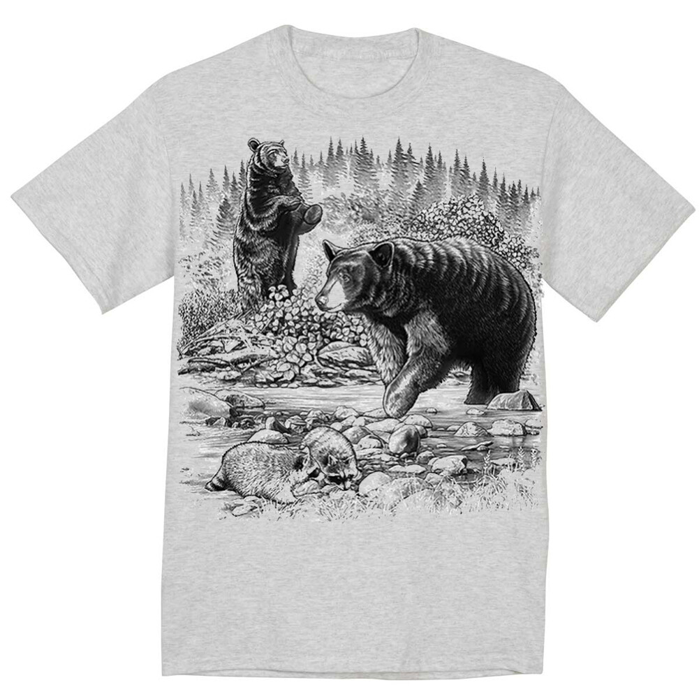 American Black Bears T-shirt Wildlife Nature Outdoorsman Mens Graphic Tee Shirt