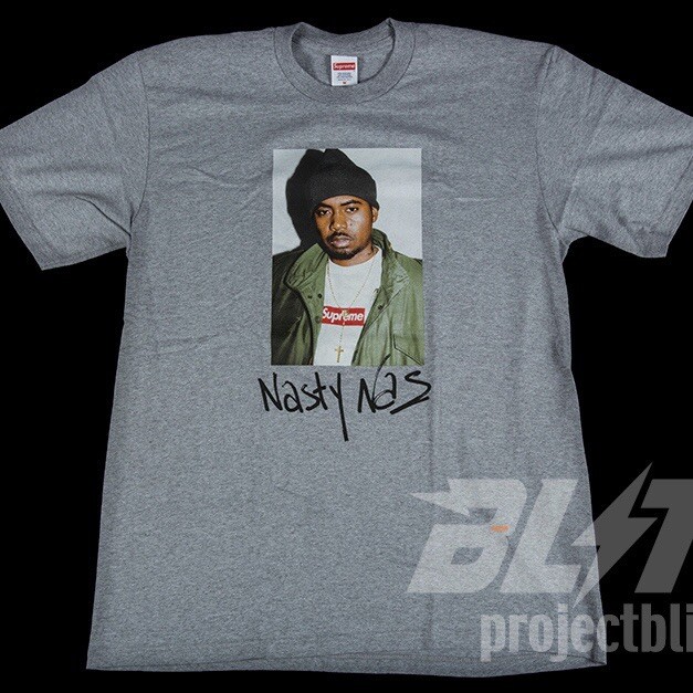 FW17 SUPREME NAS TEE HEATHER GREY M MEDIUM 2017