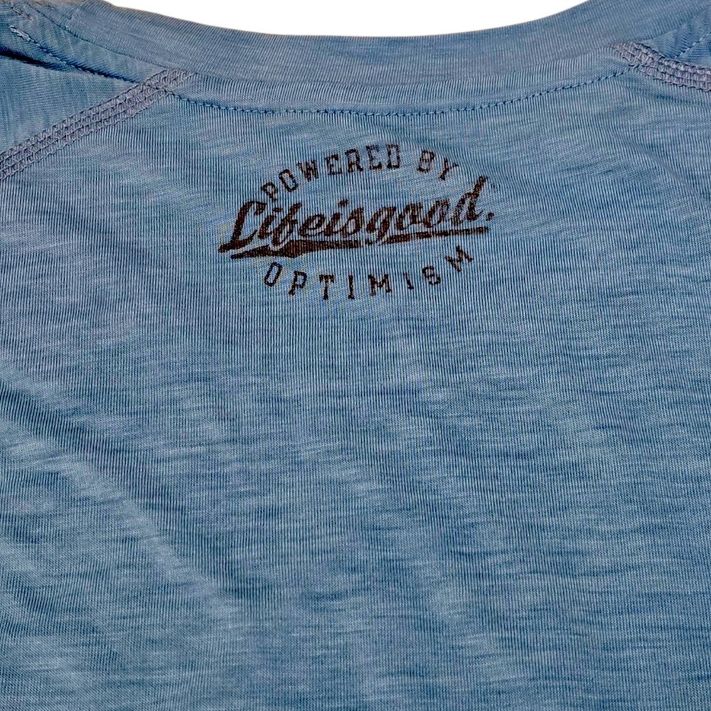 Life Is Good Men&rsquo;s Good Move Semi Fitted Running Sneakers Tee Blue XL FLAW