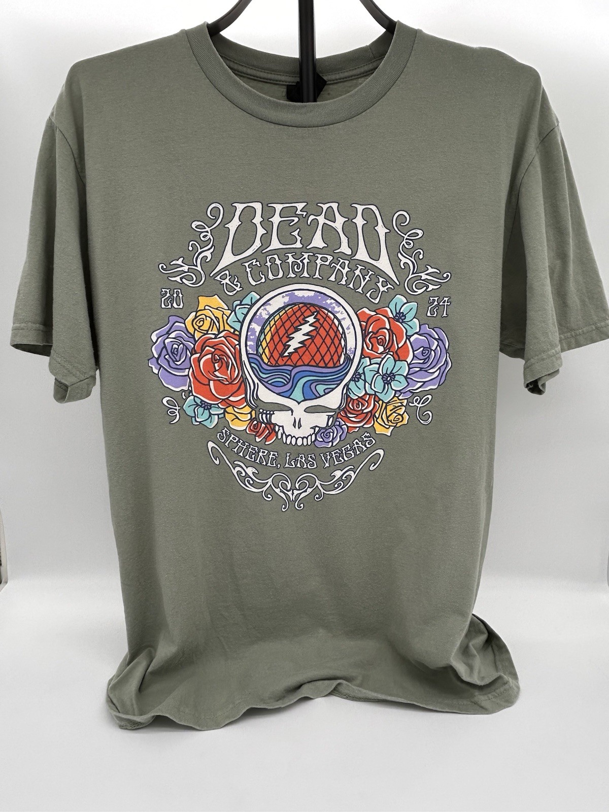 Dead and Company 2024 Sphere Las Vegas Shirt Large Sage Steal Your Face Tee
