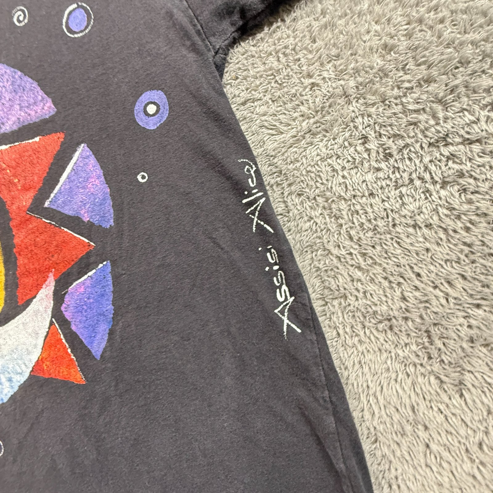 Vintage Italy Sun Moon Eclipse T-Shirt Sz M Peace Brand Hand-Painted Look Black