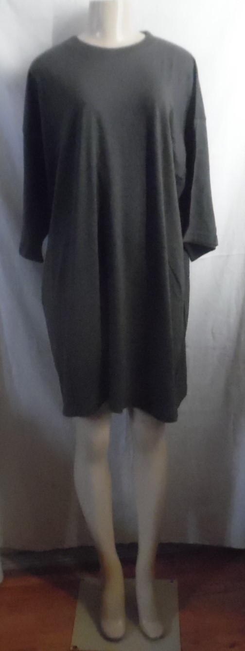 EXTRA LONG T-SHIRT SLEEP SHIRT SHORT GRAY CREW NECK COTTON T SHIRT M /L