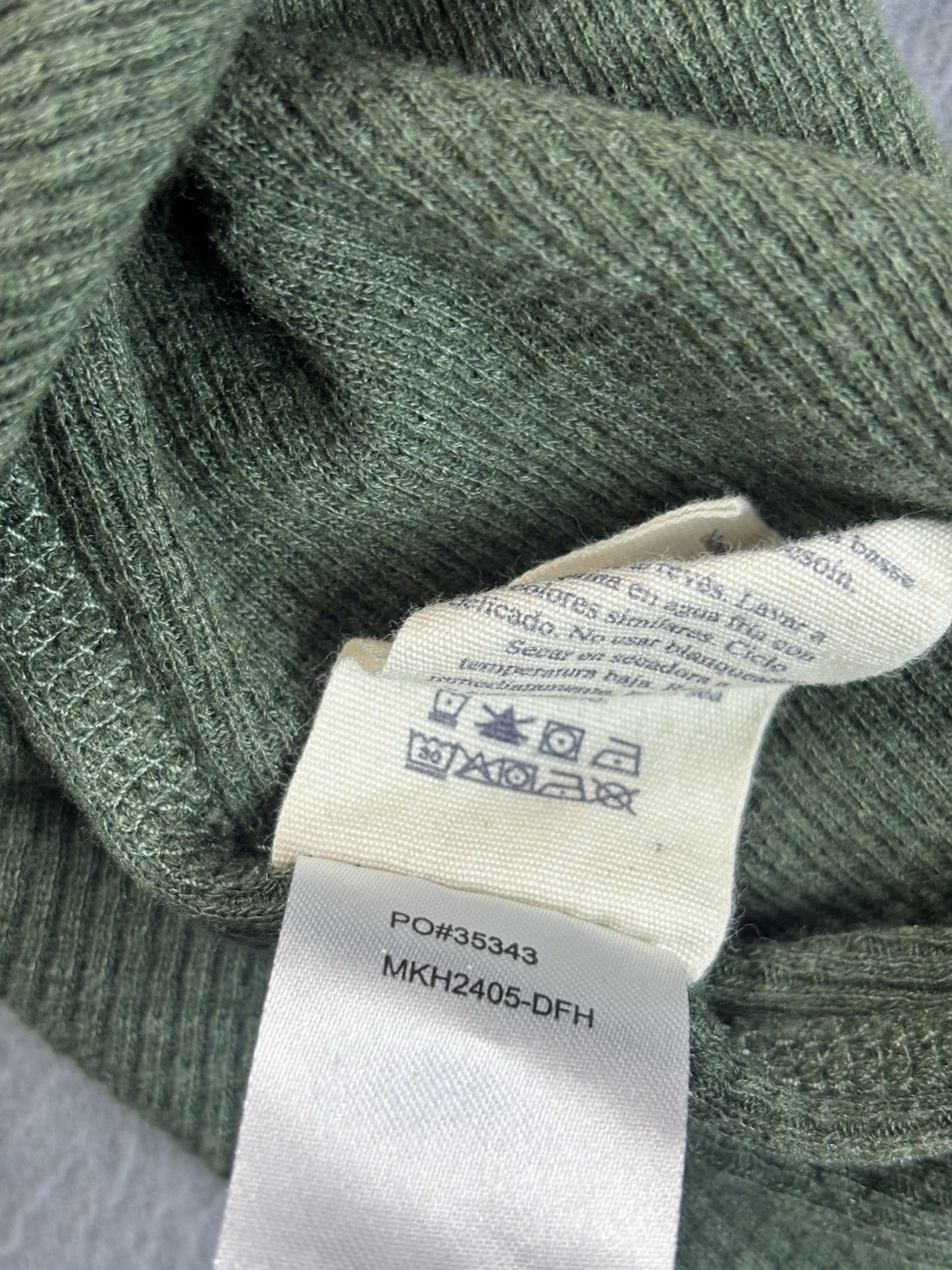Faherty Shirt Mens Large Green Cloud Cotton Waffle Knit Thermal Long Sleeve