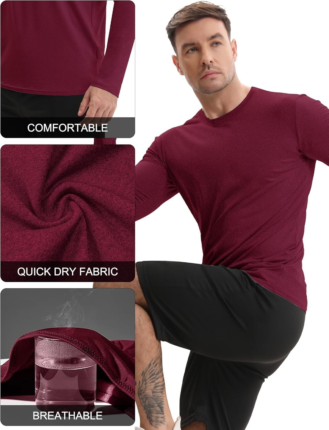 7 Pack Men&rsquo;s Quick Dry Long Sleeve Shirts Moisture Wicking UV UPF 50+ Sun Pro…