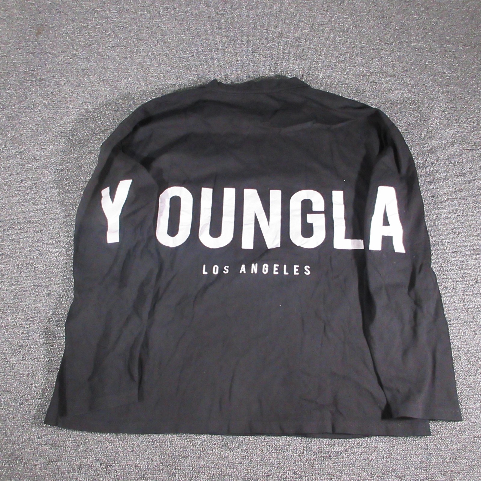 YoungLA Shirt Mens 2XL Black Long Sleeve Los Angeles Graphic Tagless Crewneck