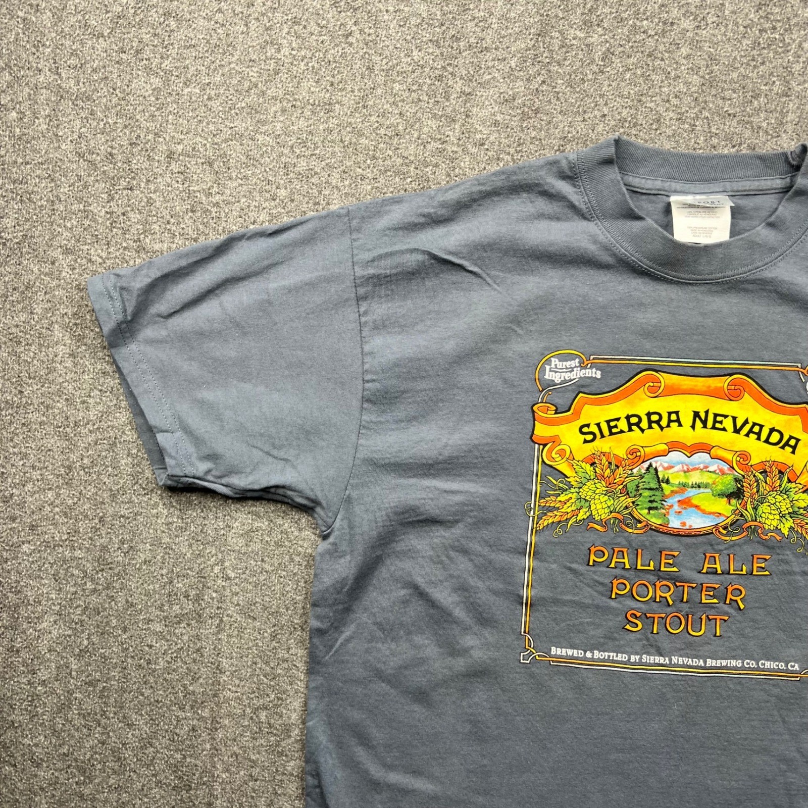 Port and Company Sierra Nevada TShirt Mens Large Blue Beer Graphic Tee Short