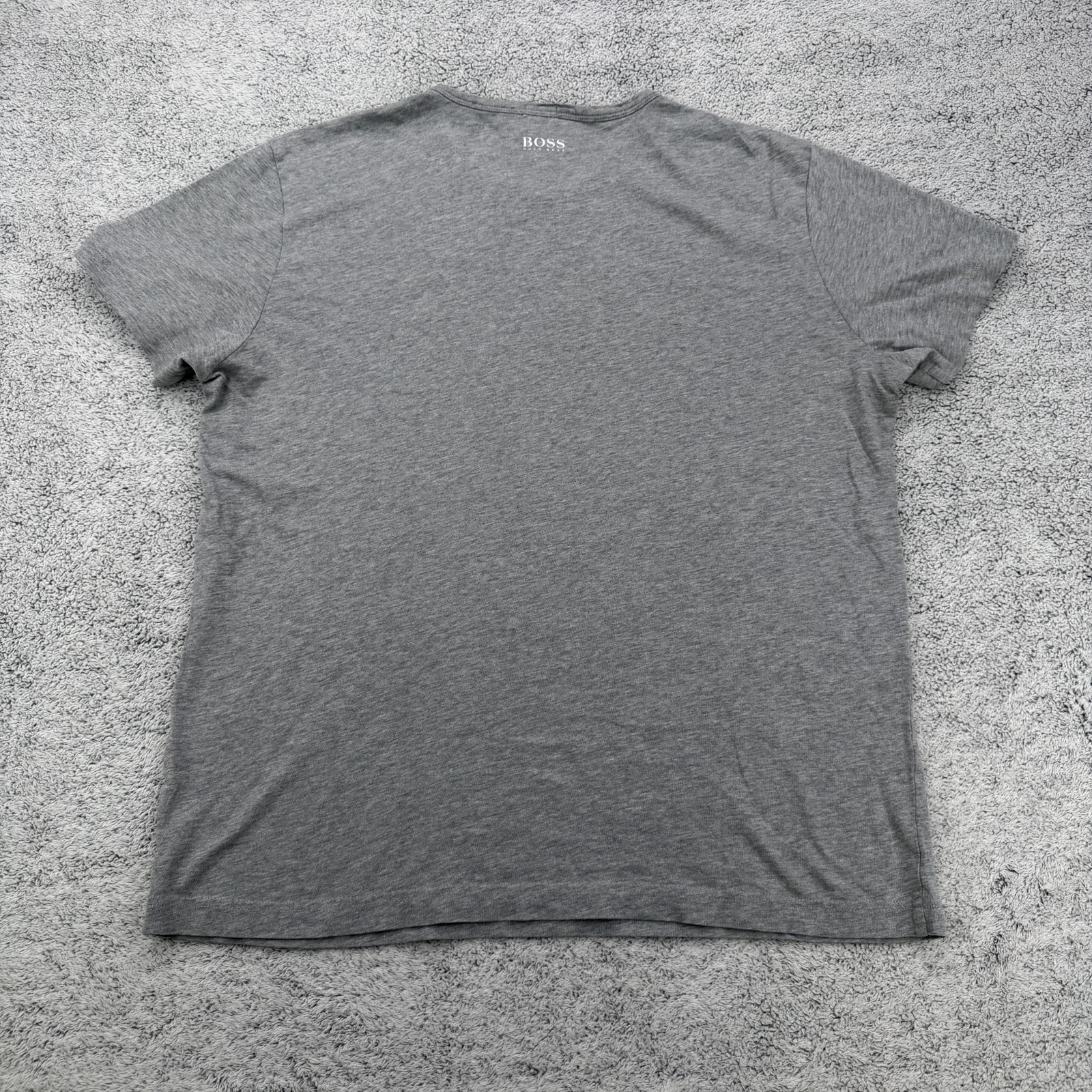 Hugo Boss Shirt Men Large Gray Short Sleeve Logo Grid Spellout Crewneck Tee Y2K