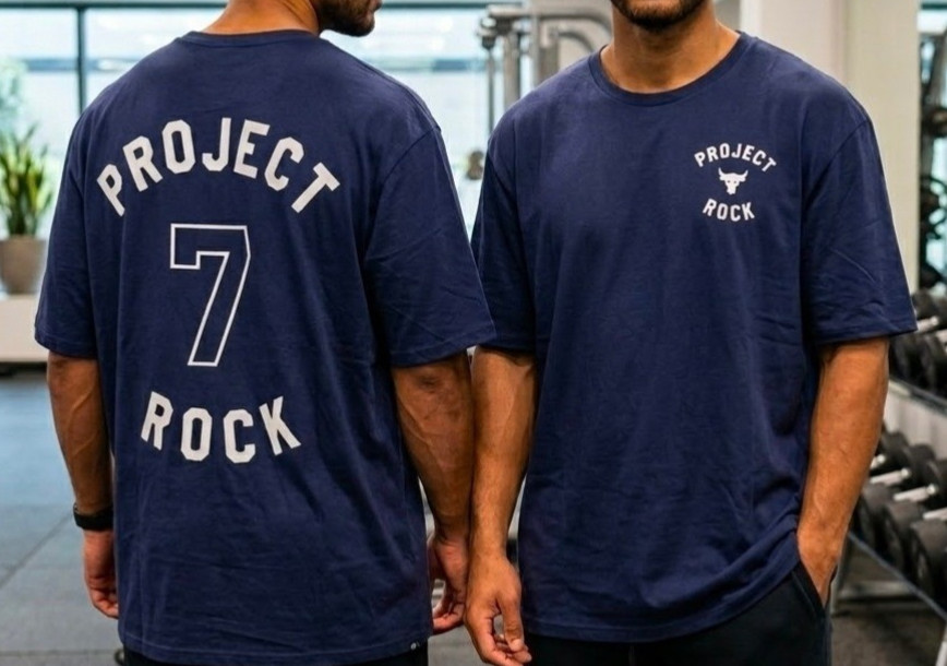 Under Armour Project Rock 7 Men&rsquo;s T-Shirt Large L Blue Shirt NWT New