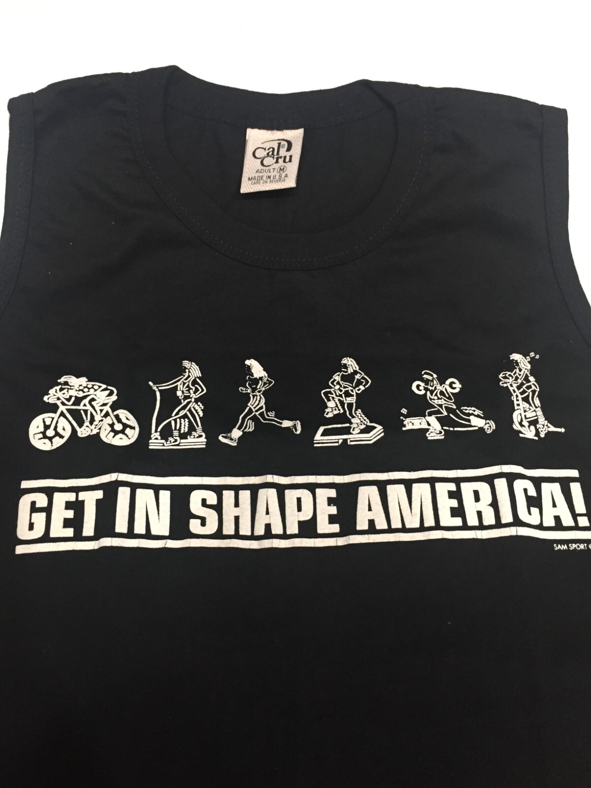 Get In Shape America Cal Cru Sleeveless Shirt Black Adult Medium