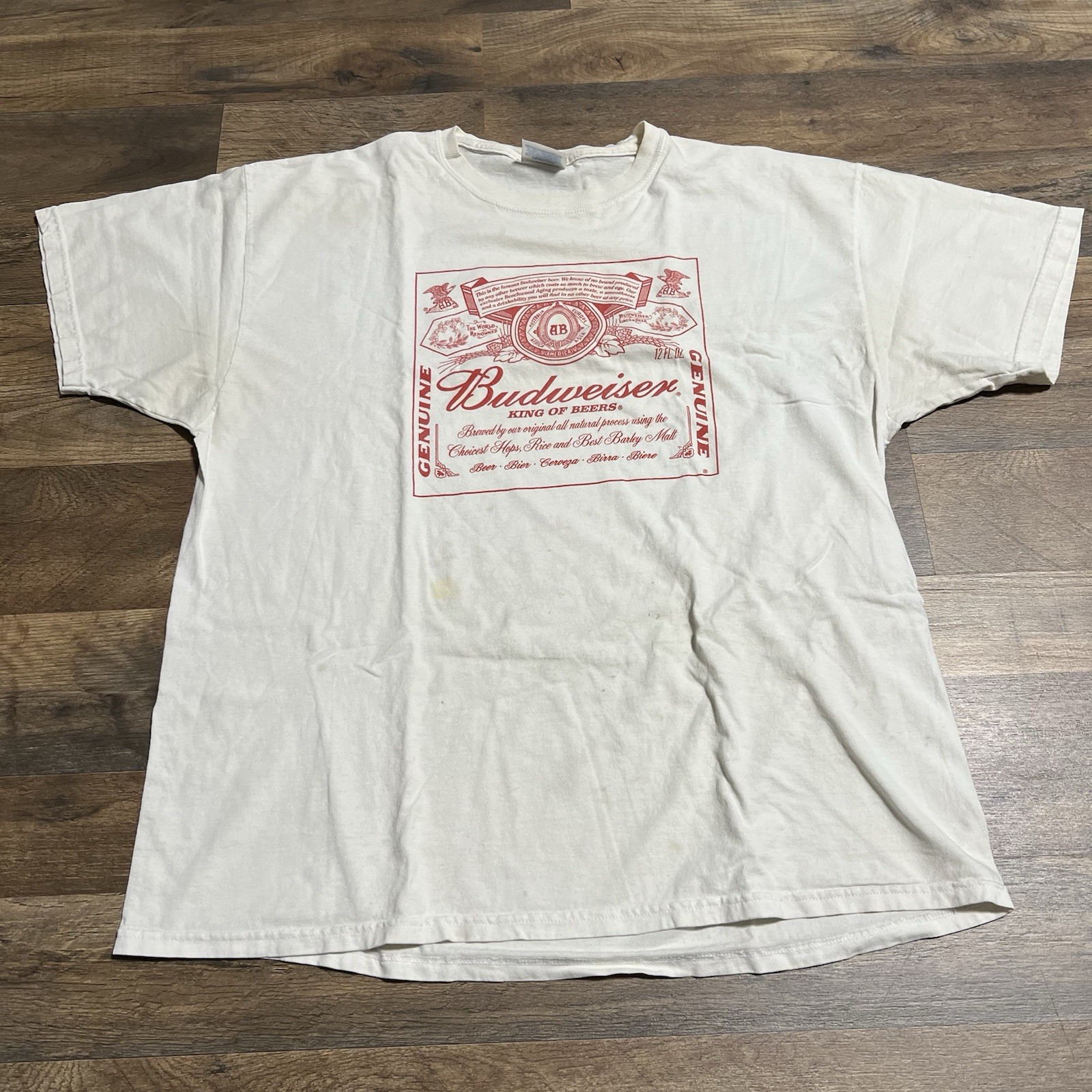 Vintage Budweiser King of Beers T-shirt Mens Size XL White Tee