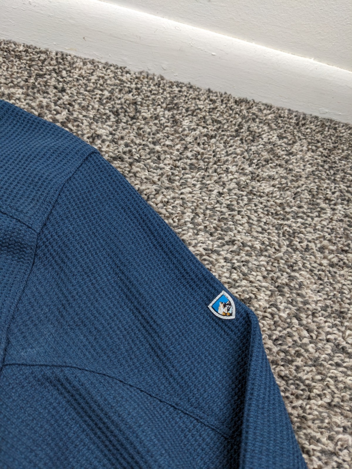 Kuhl Konflikt Henley Shirt Mens Large Blue Long Sleeve Waffle Knit Thermal 7472