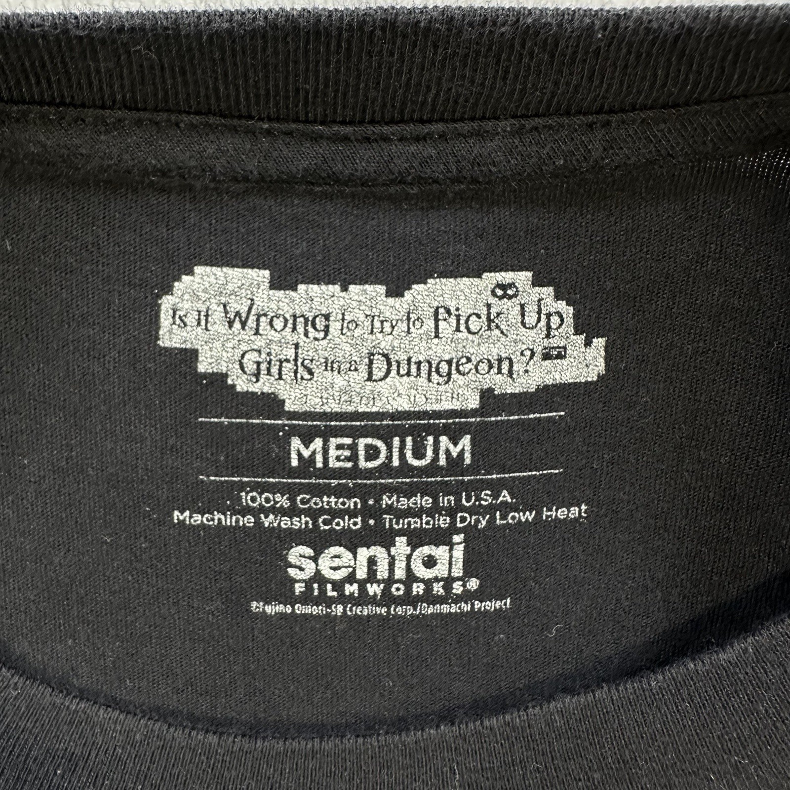 Hestia Is It Wrong to Try to Pick Up Girls in a Dungeon? Black Tee Men’s Size M